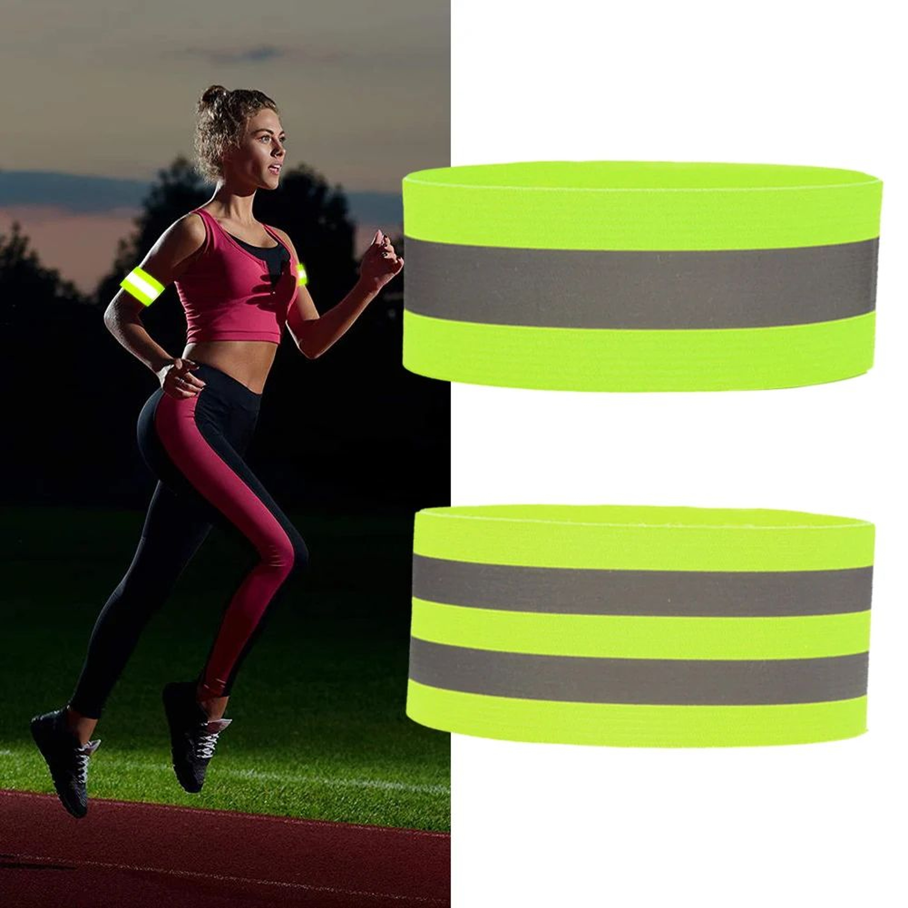 Reflective Safety Bands For Night Running Walking  Cycling  Adjustable Elastic Wrist Ankle  Arm Str 1