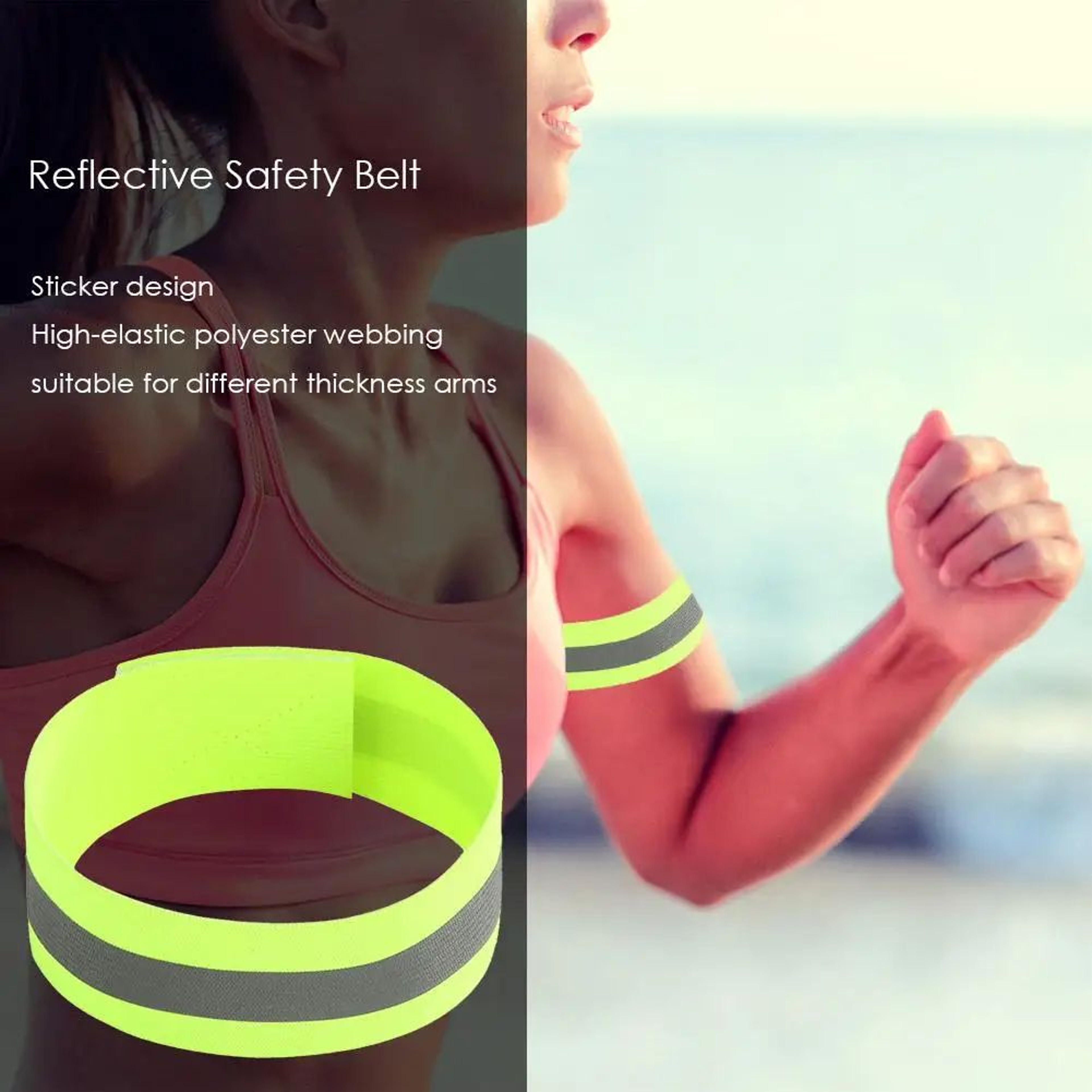 Reflective Safety Bands For Night Running Walking  Cycling  Adjustable Elastic Wrist Ankle  Arm Str 2