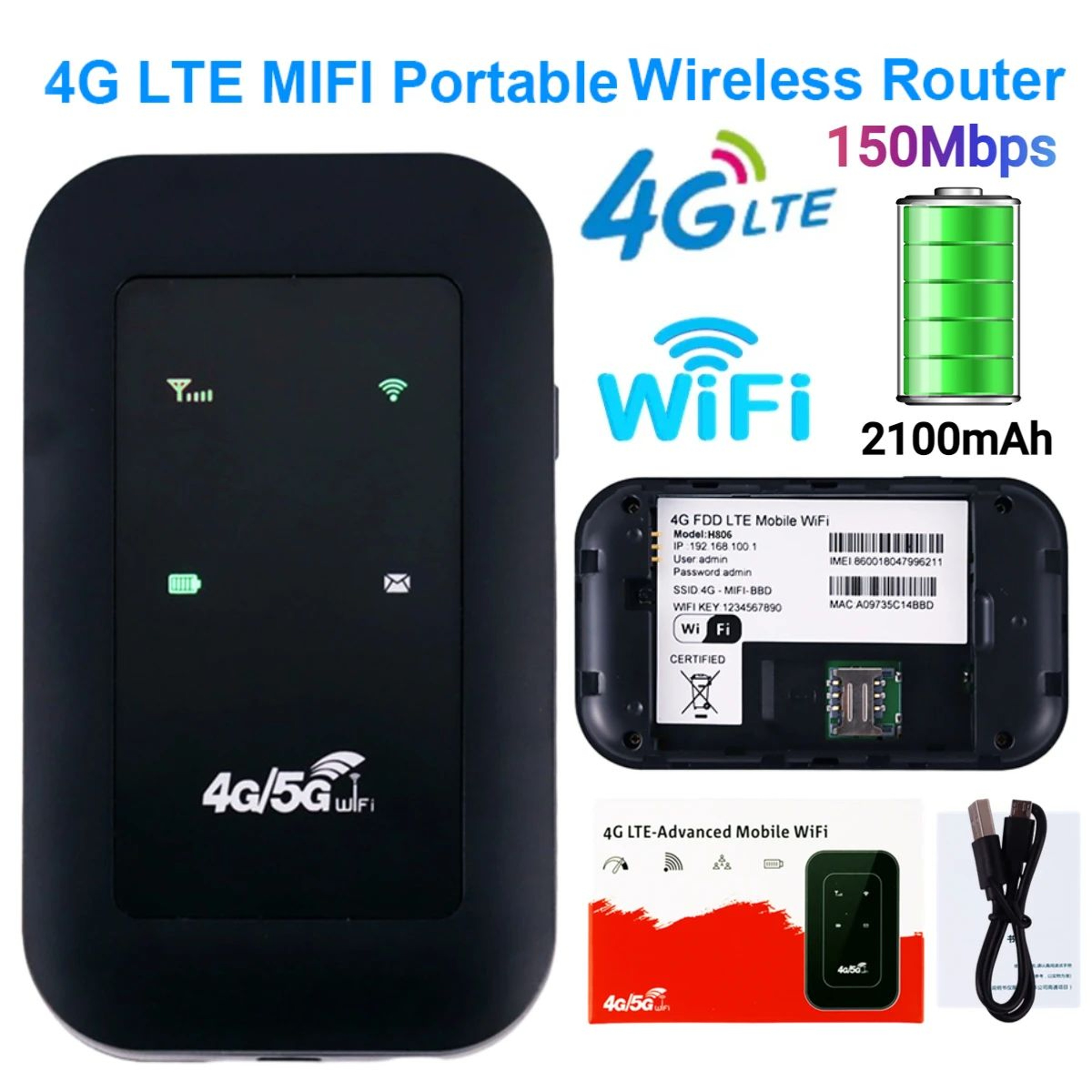 UltraConnect 4G LTE WiFi Router Portable Hotspot With SIM Card Slot  Signal Booster 0