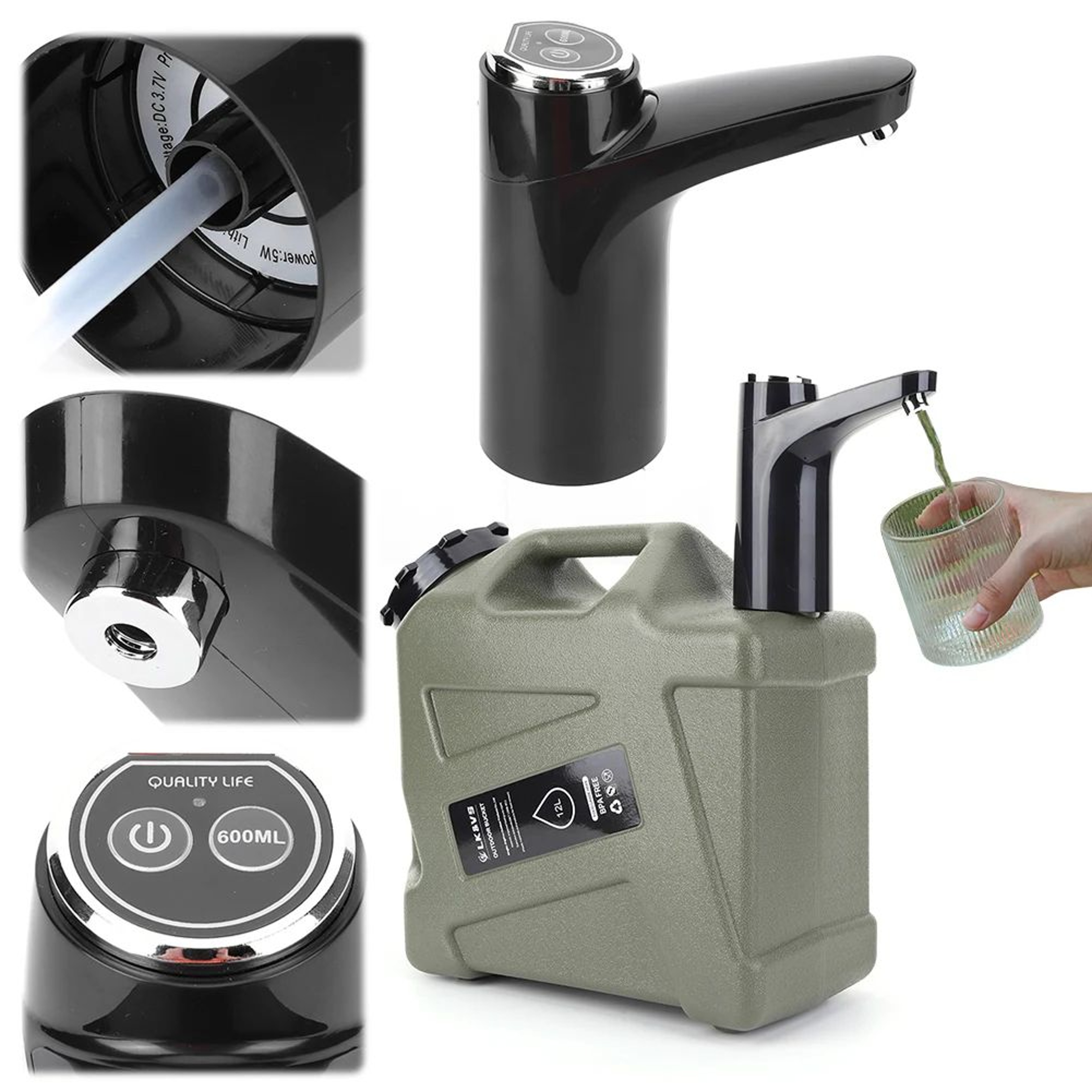Portable Electric Water Pump Dispenser  Wireless OneTouch Water Pump For Camping And Home 2