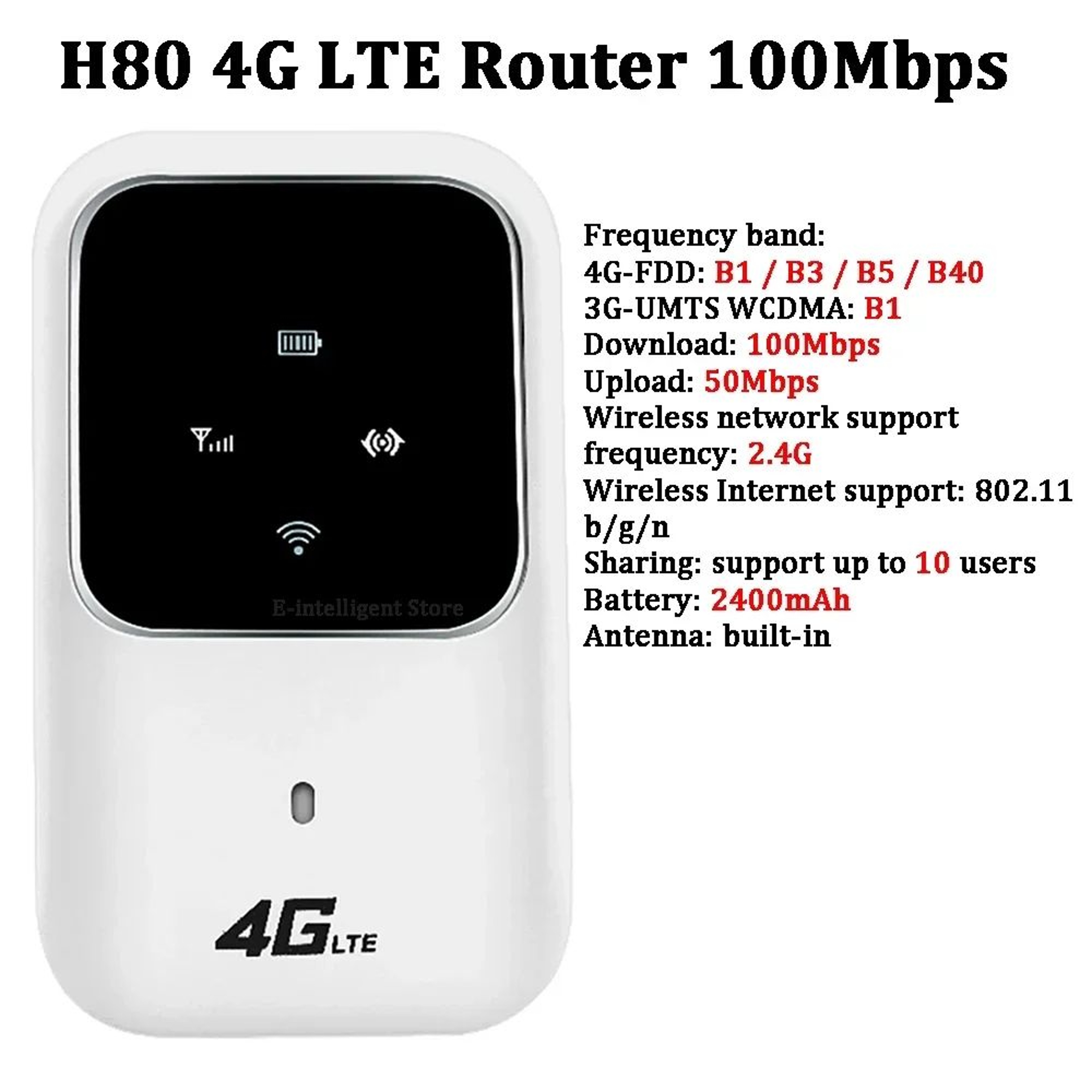 4G Pocket WiFi Router With SIM Card Slot  Portable Mobile Hotspot 150Mbps Wireless Modem 8