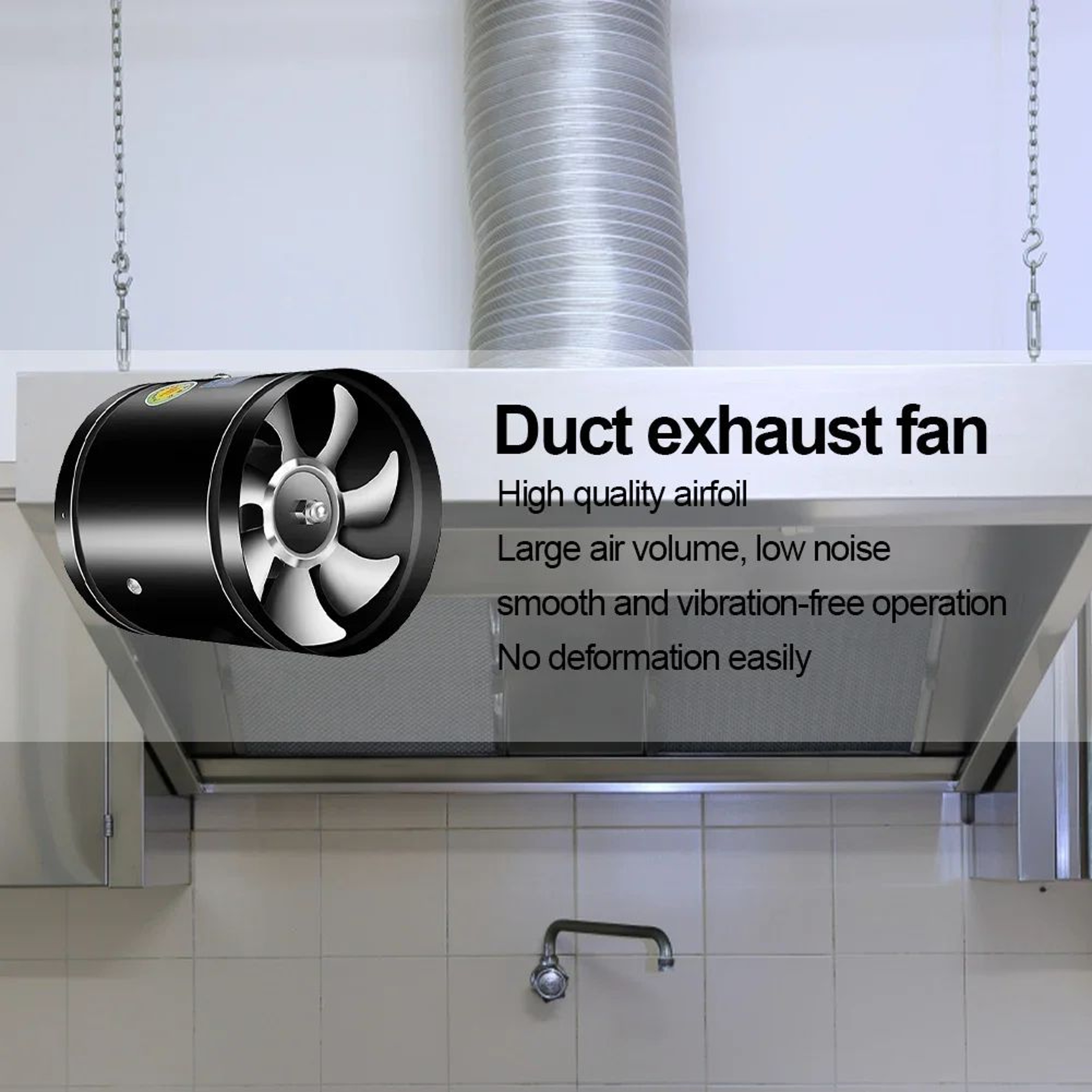 LowNoise Metal Duct Exhaust Fan For Bathroom  Kitchen Ventilation 48 Inch 3