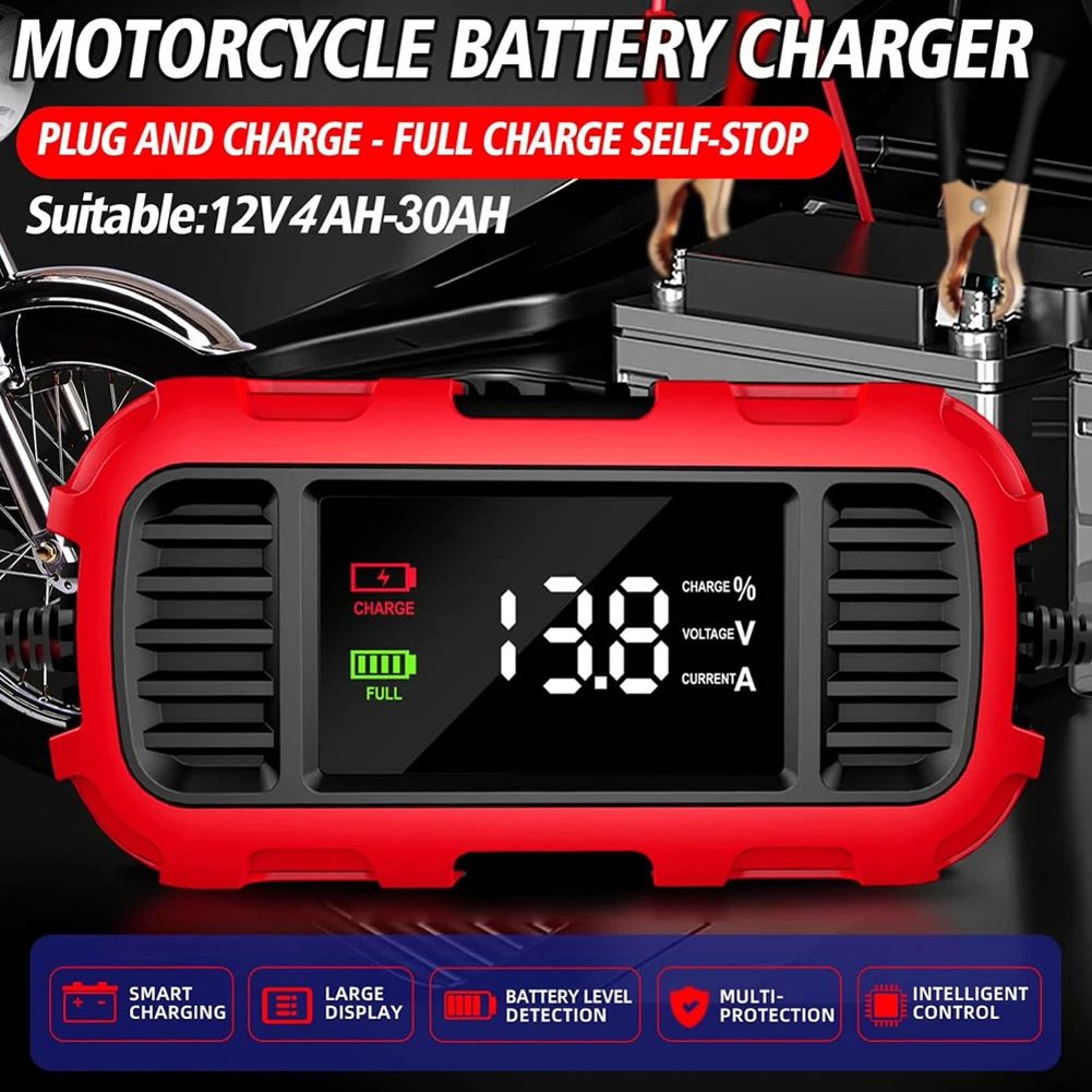 12V Smart Trickle Charger  Maintainer For Car And Motorcycle Batteries 2