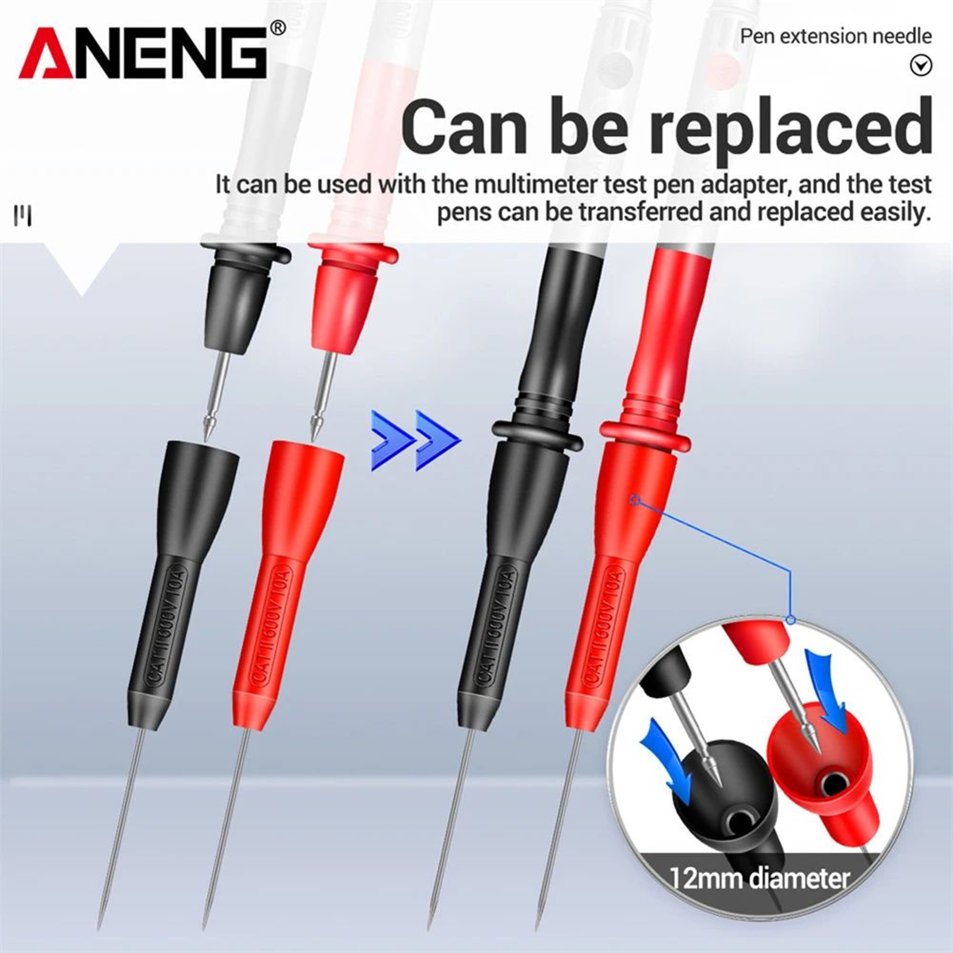 Insulation Piercing Needles Multimeter Test Probes  600V 10A Automotive Electrical Testing Tool 2pc 5