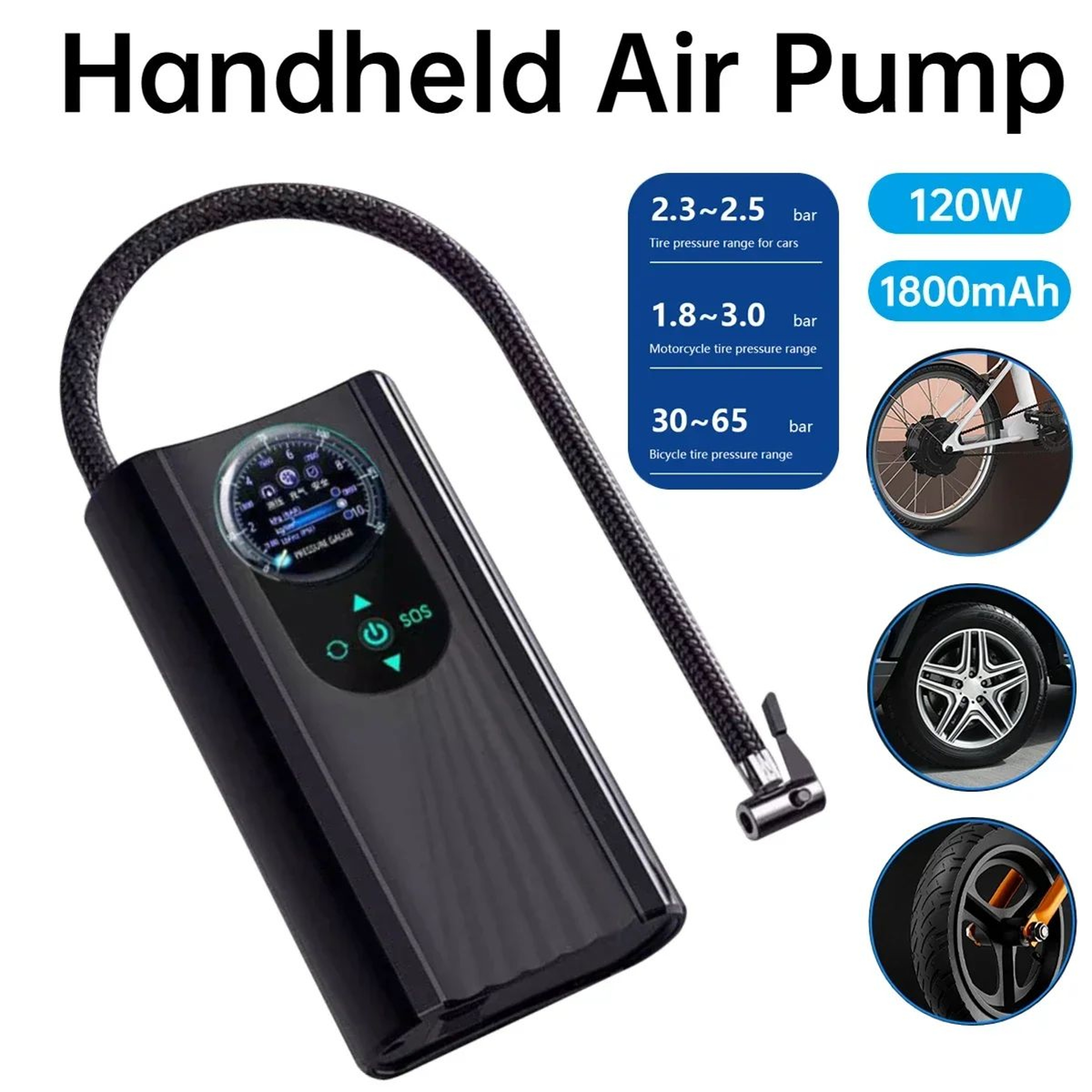 12V Portable Car Tire Inflator  High Precision Electric Air Compressor With Digital Gauge 0
