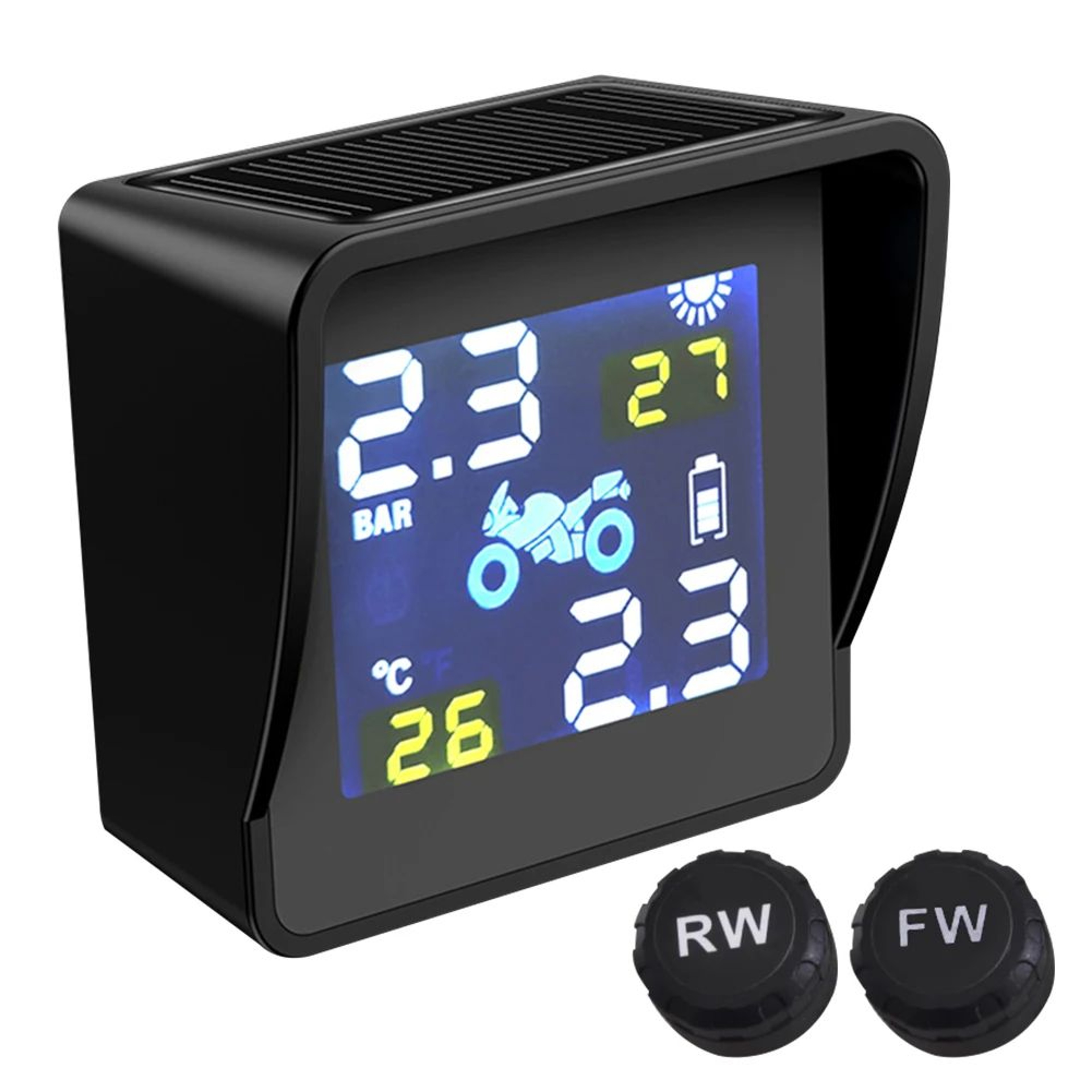 SolarPowered Motorcycle TPMS With Dual HighPrecision Sensors 0