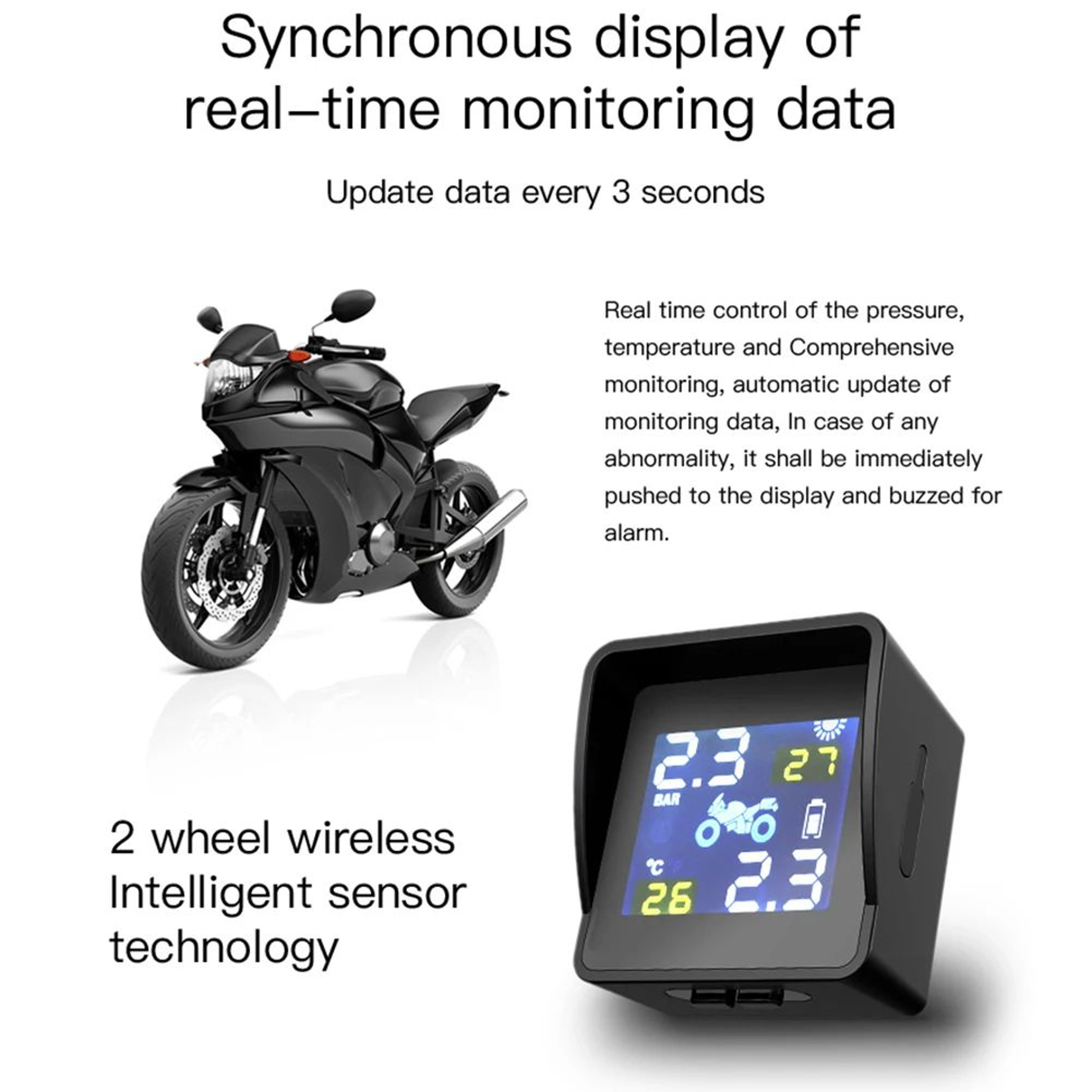 SolarPowered Motorcycle TPMS With Dual HighPrecision Sensors 2