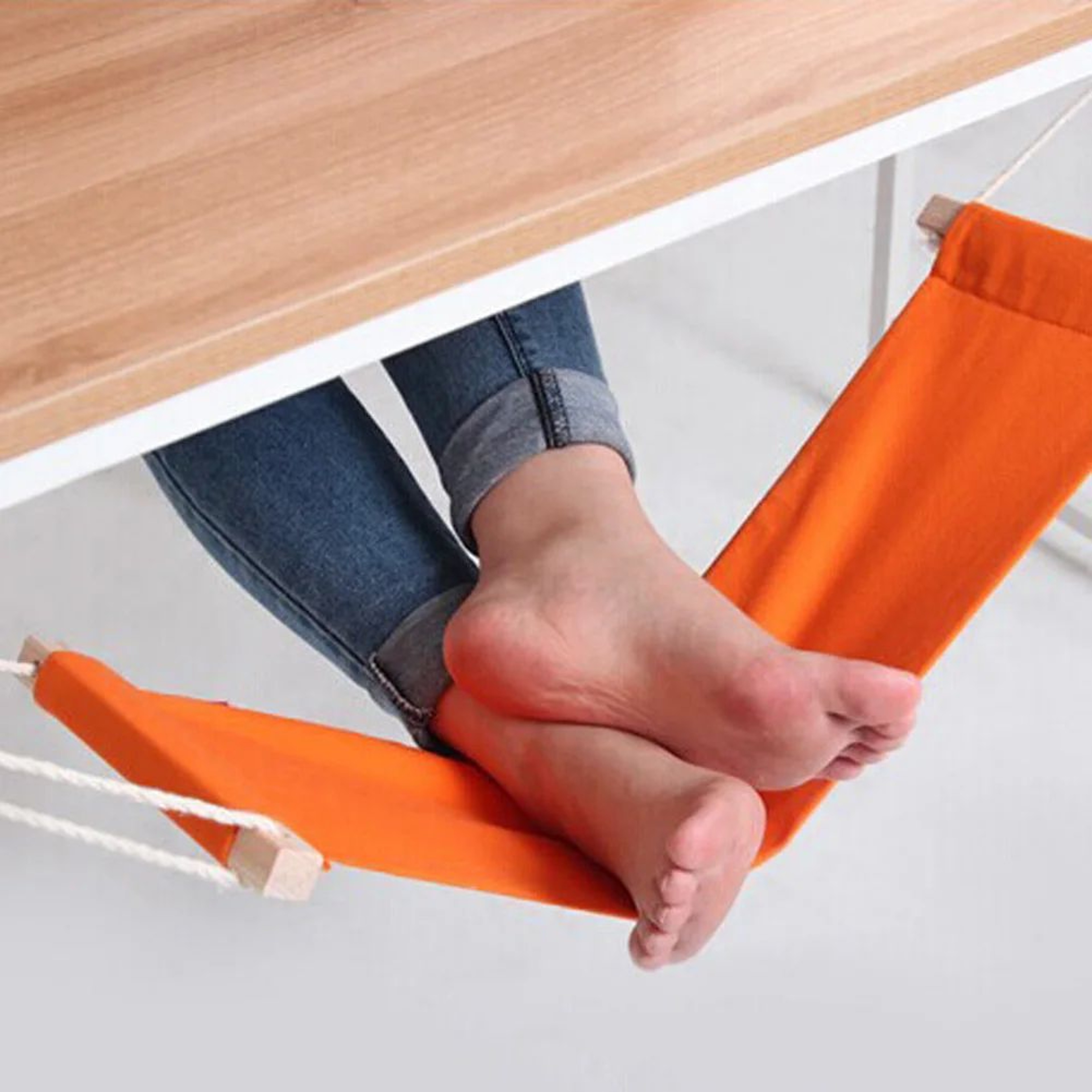 Portable UnderDesk Foot Hammock Adjustable Footrest For Office  Home 2