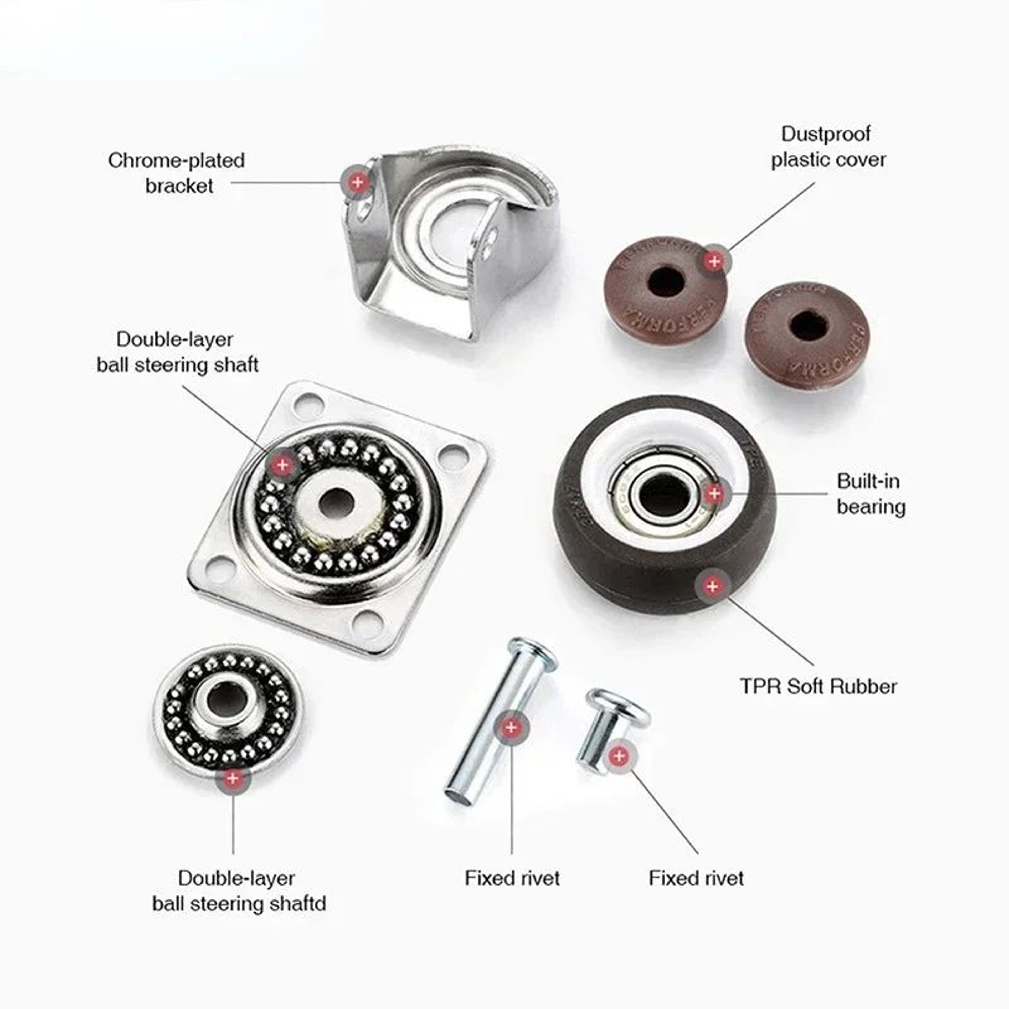 Soft Rubber Swivel Furniture Caster Wheels  4Pack Universal Rolling Casters For Furniture  Carts 4