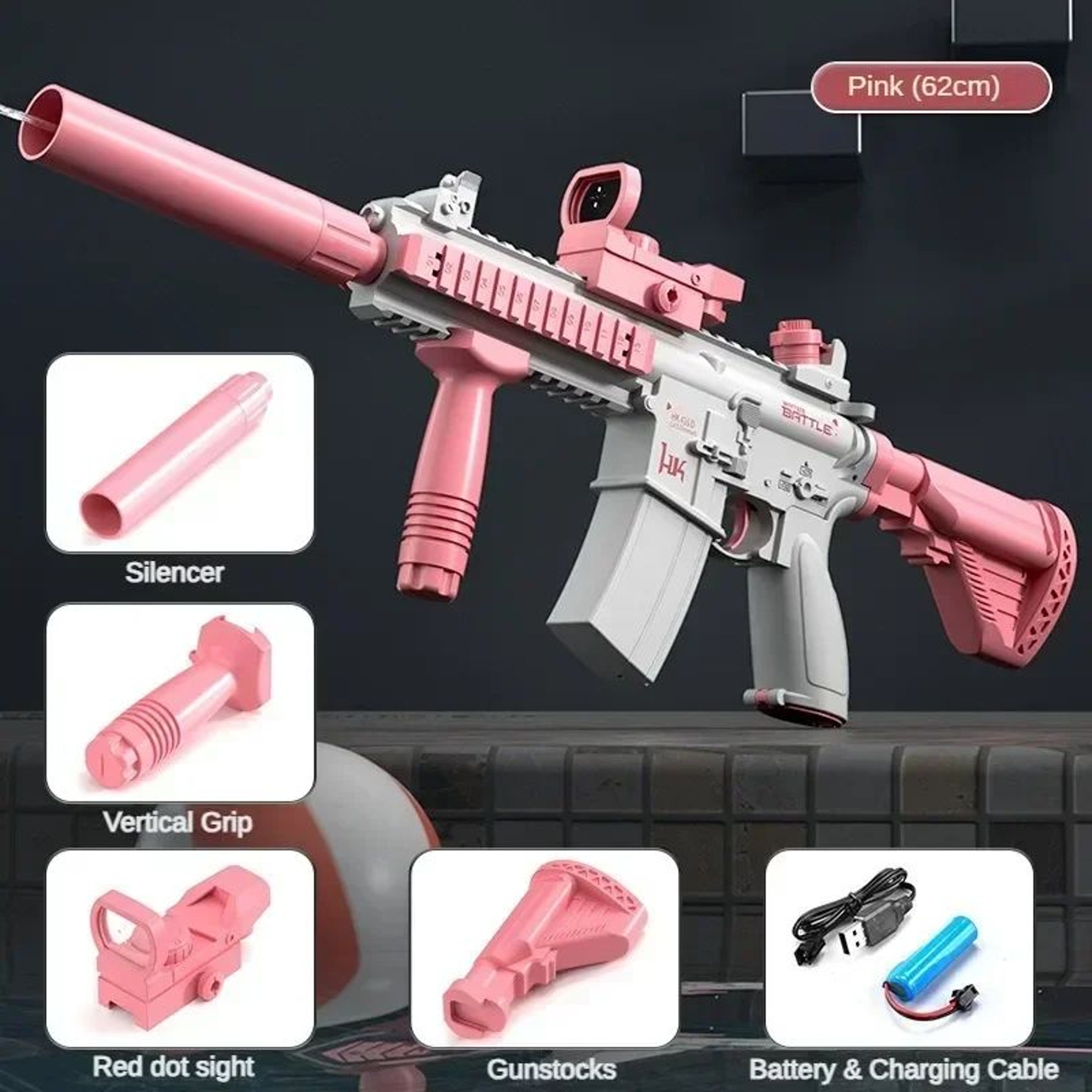 AquaStrike Pro M416 Electric Water Gun  Fully Automatic Rechargeable Blaster For Kids  Teens 8