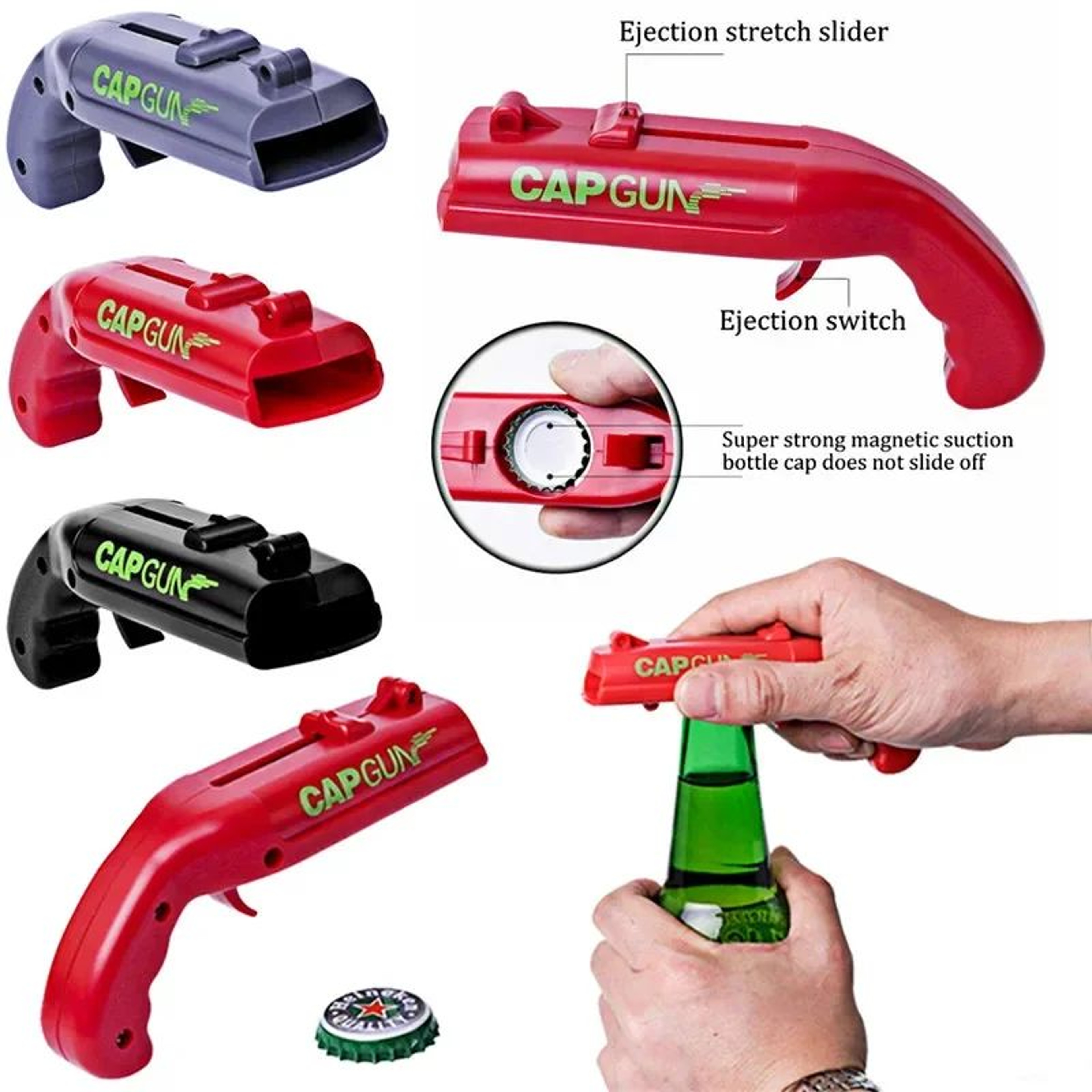 Pistol Bottle Opener Cap Launcher  Fun Beer Bottle Opener With Cap Gun Action 0