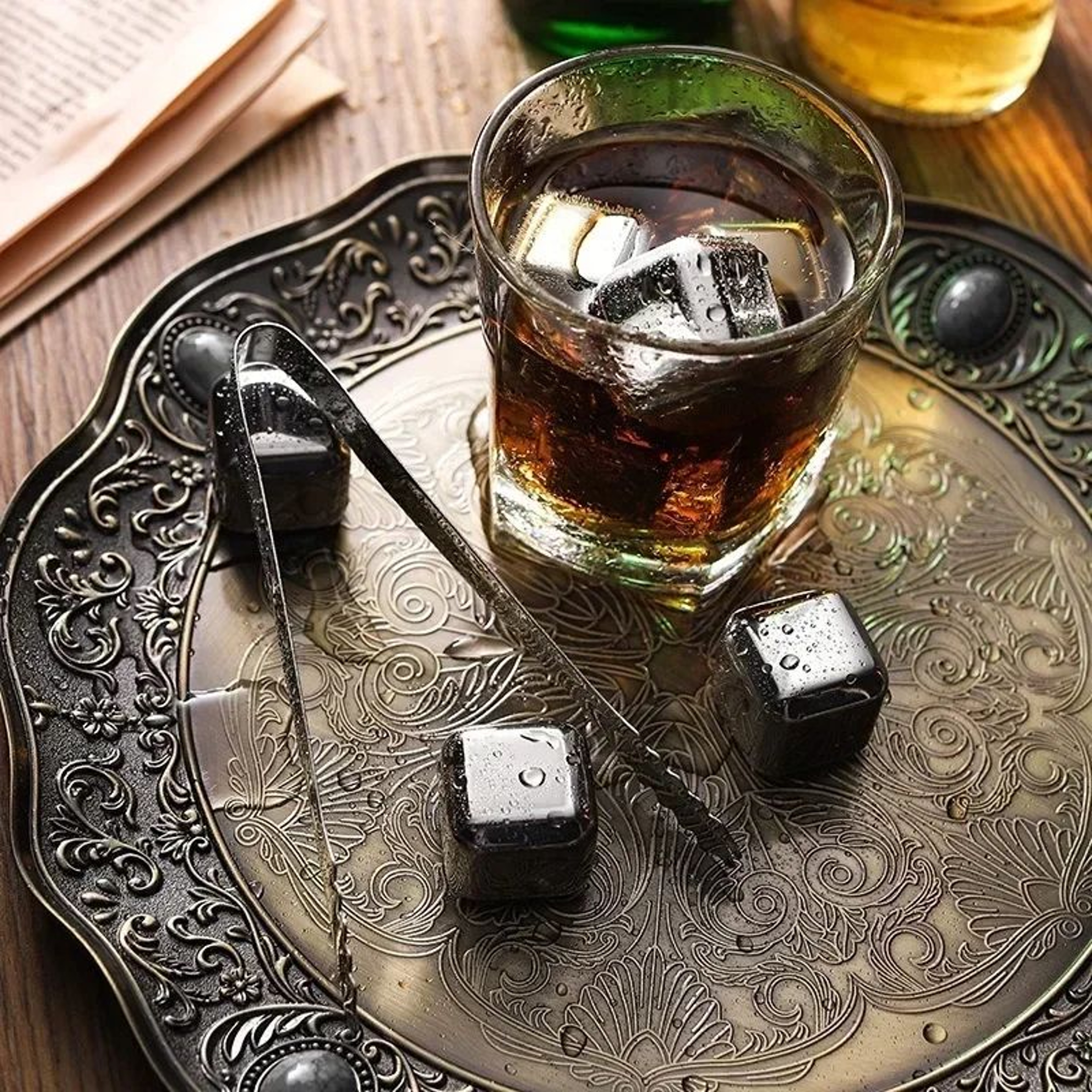 Stainless Steel Whiskey Stones Reusable Ice Cubes Set For Perfectly Chilled Drinks 4