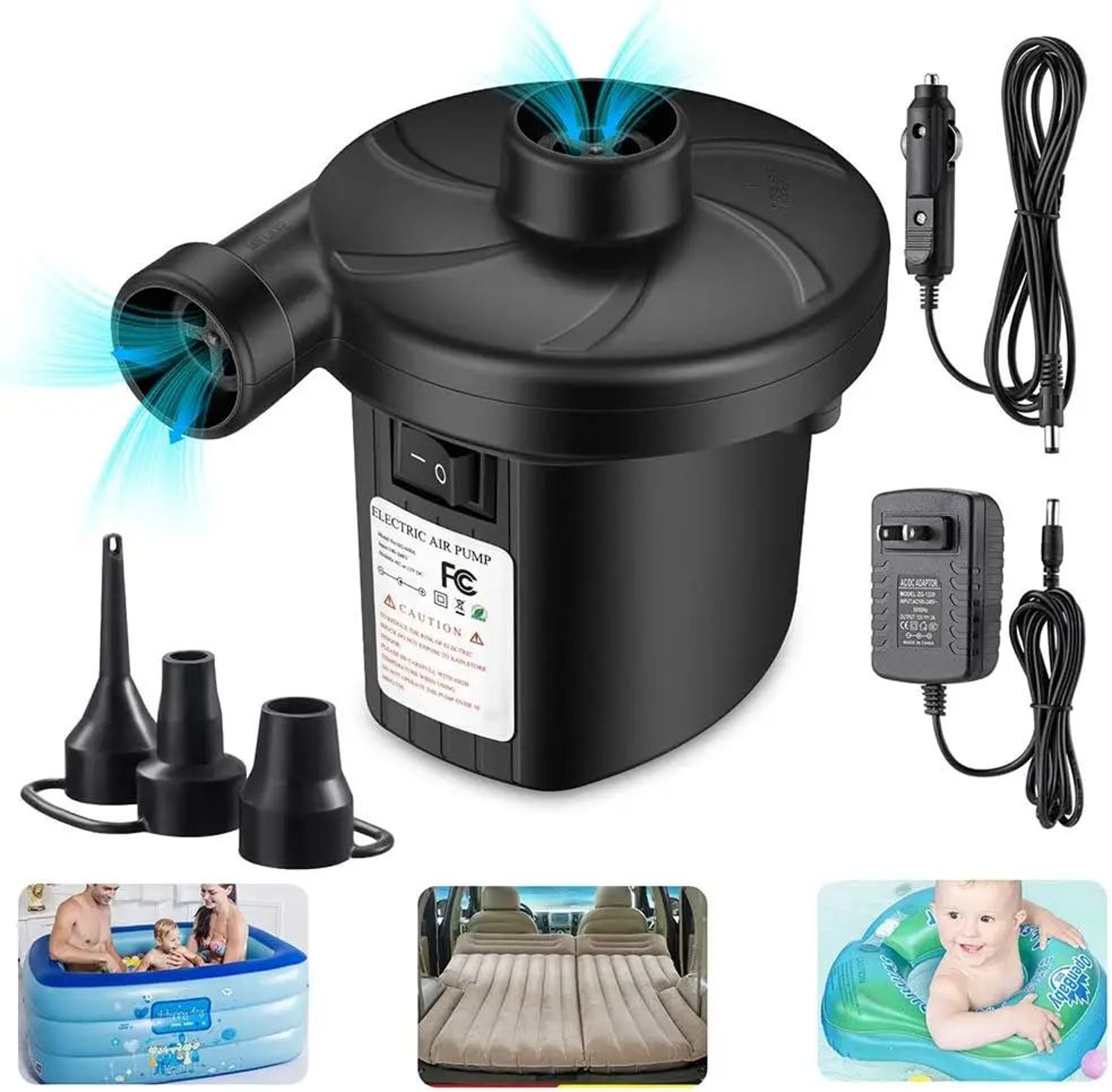 RapidFlow Portable Electric Air Pump  HighPressure Fast Inflator  Deflator 0