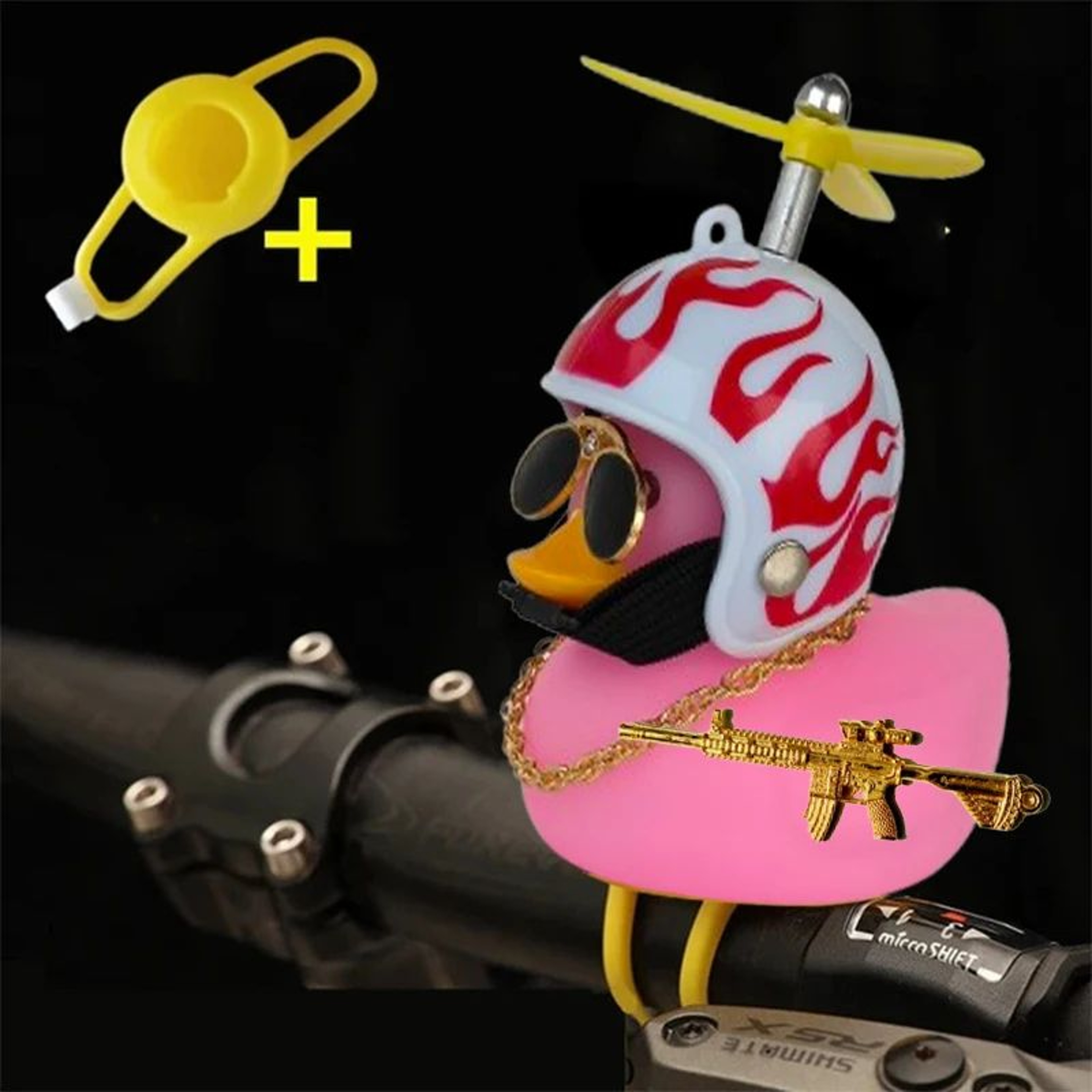 Yellow Rubber Duck Car Ornament With Helmet Propeller  Fun Dashboard Duck Decoration  Squeeze Toy 13