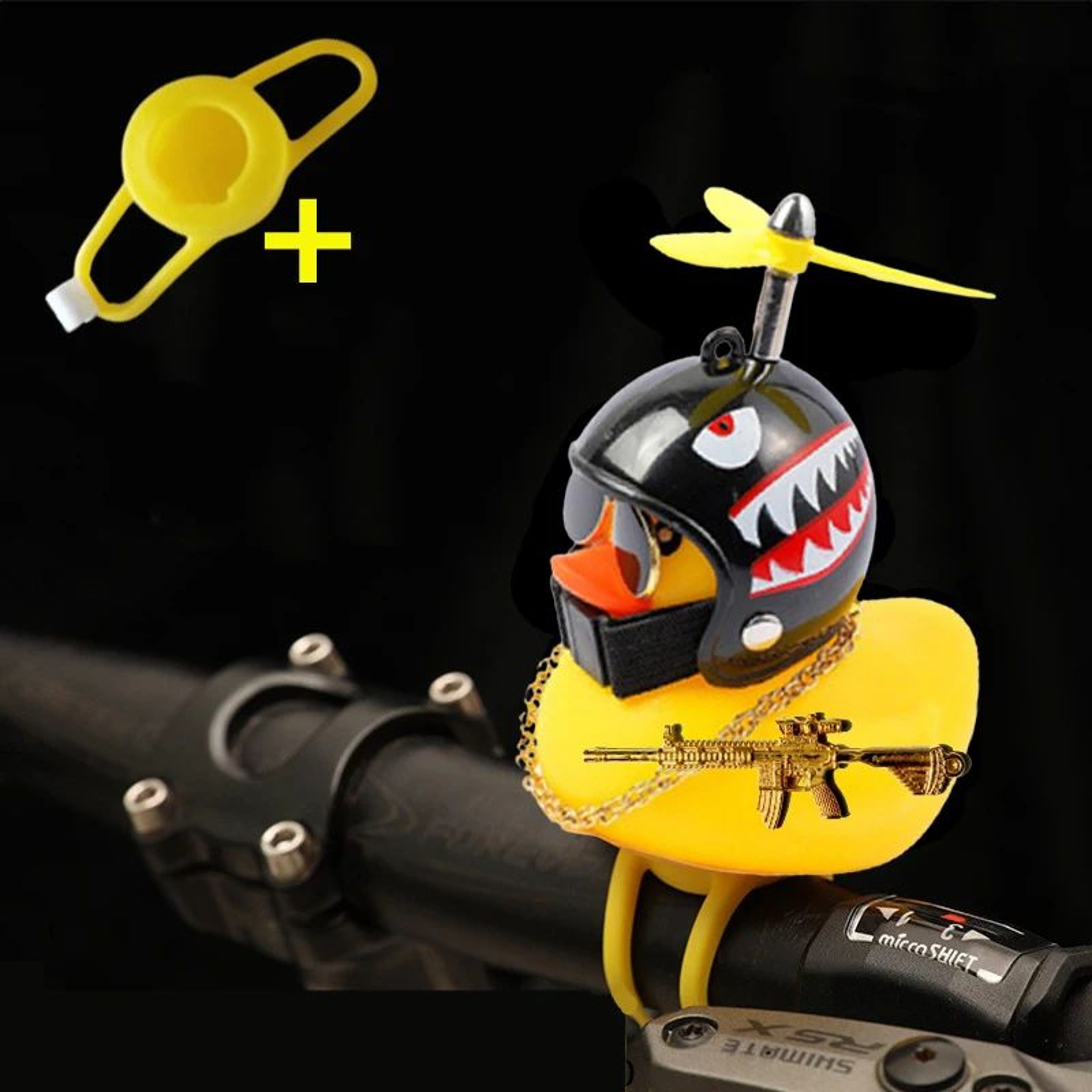 Yellow Rubber Duck Car Ornament With Helmet Propeller  Fun Dashboard Duck Decoration  Squeeze Toy 1