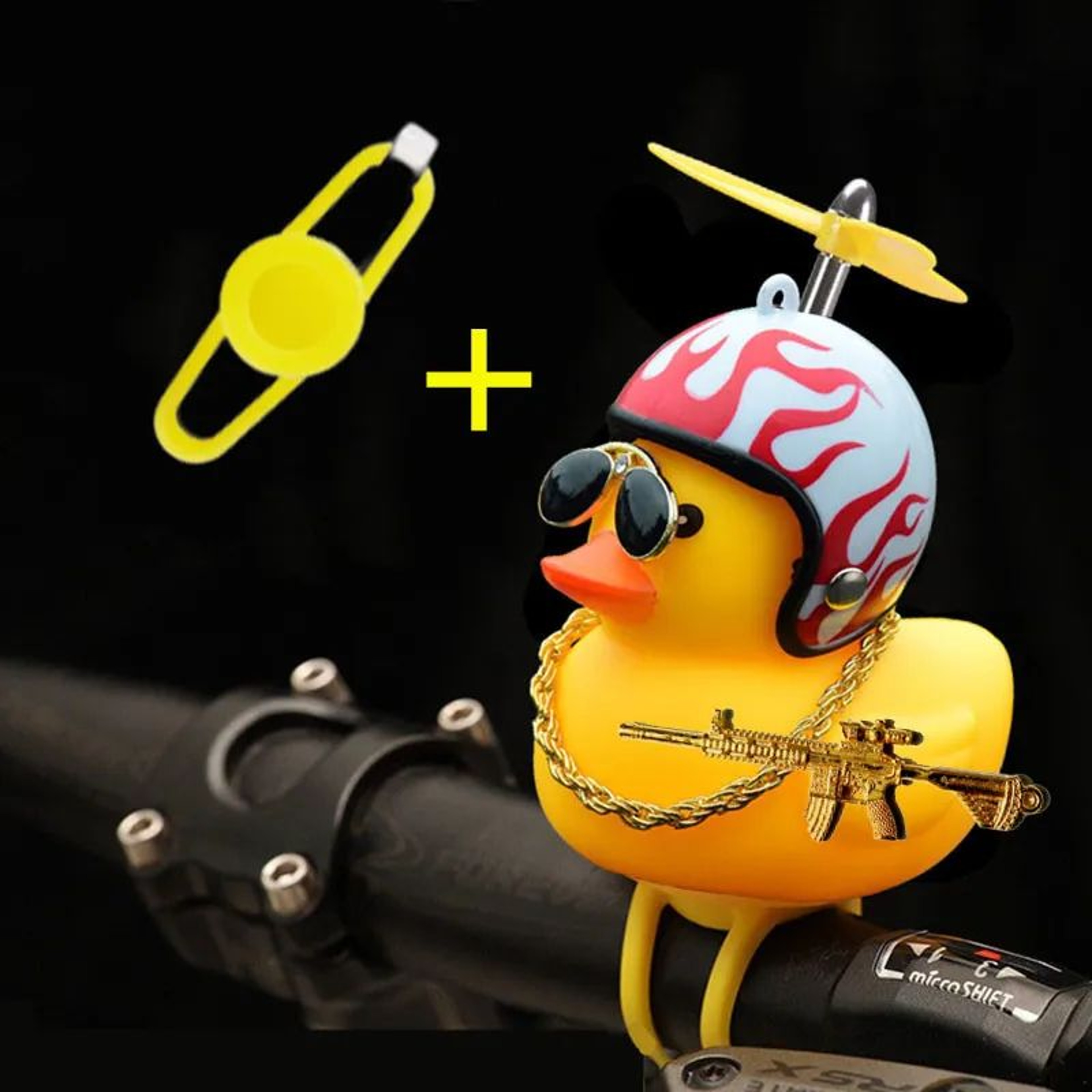 Yellow Rubber Duck Car Ornament With Helmet Propeller  Fun Dashboard Duck Decoration  Squeeze Toy 5