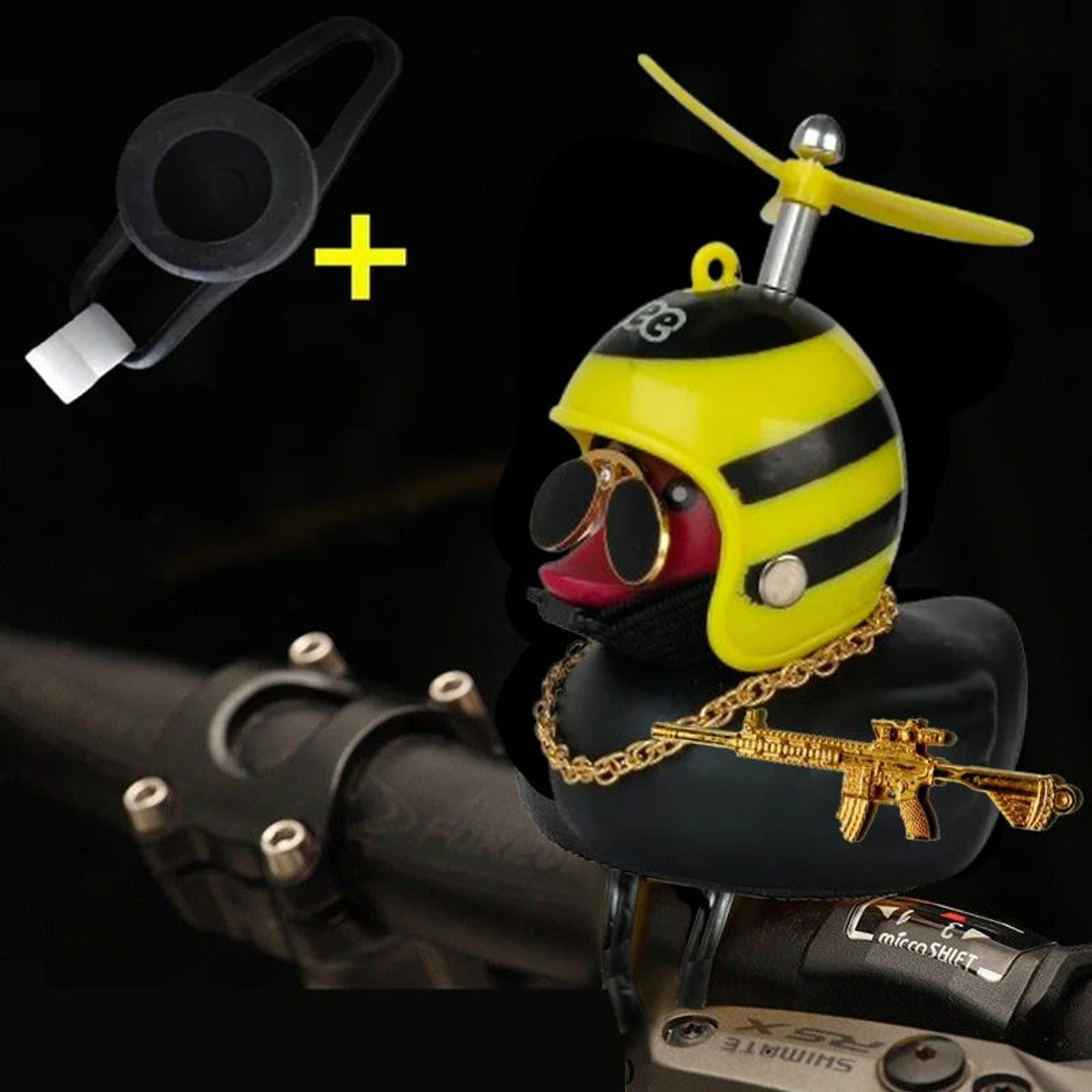 Yellow Rubber Duck Car Ornament With Helmet Propeller  Fun Dashboard Duck Decoration  Squeeze Toy 8