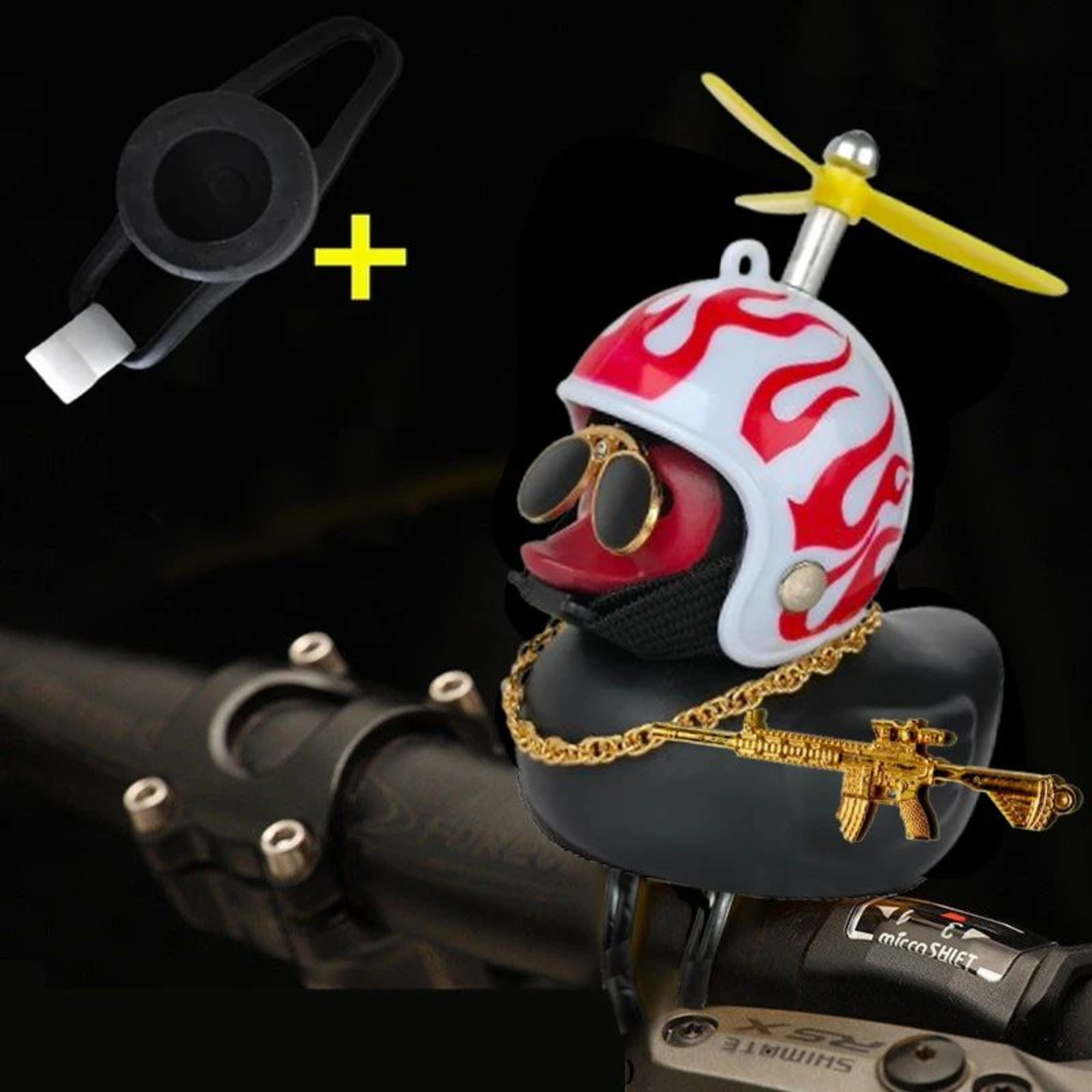 Yellow Rubber Duck Car Ornament With Helmet Propeller  Fun Dashboard Duck Decoration  Squeeze Toy 9