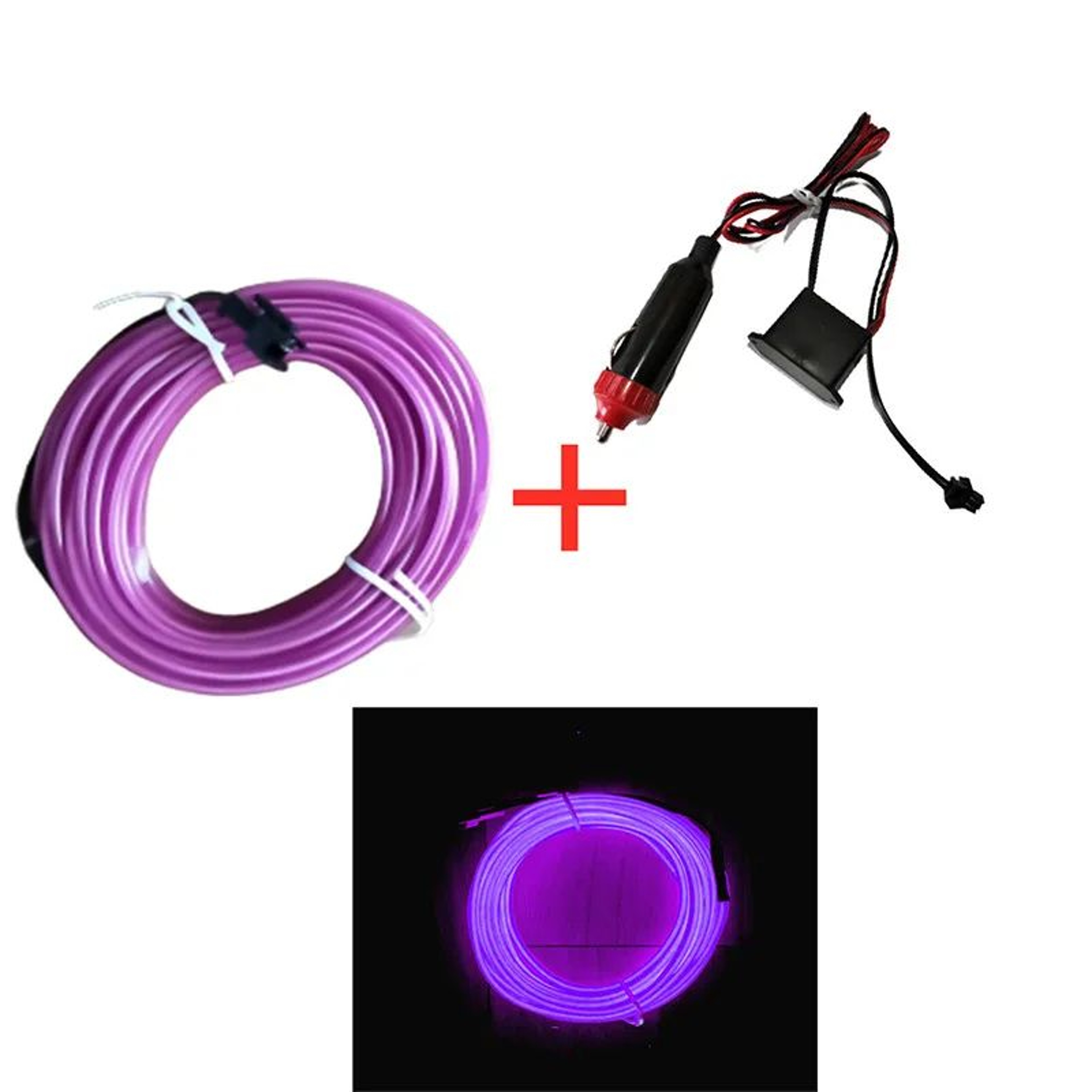 USB Neon LED Car Interior Light Strip Flexible Ambient Lighting 15