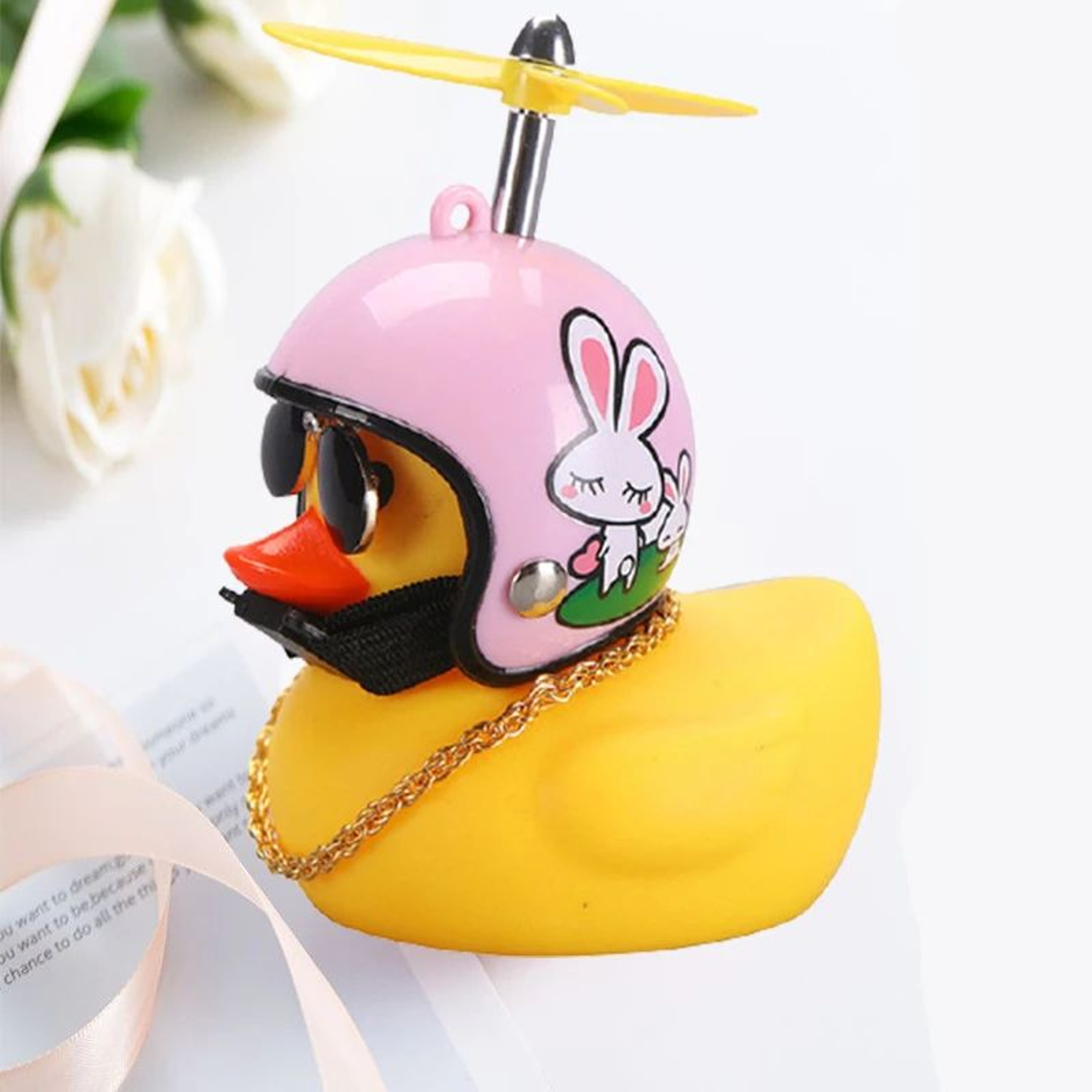 Helmeted Yellow Duck Bike Ornament  Cute Bike Duck Accessory For Cycling  Motorbike Decor 3
