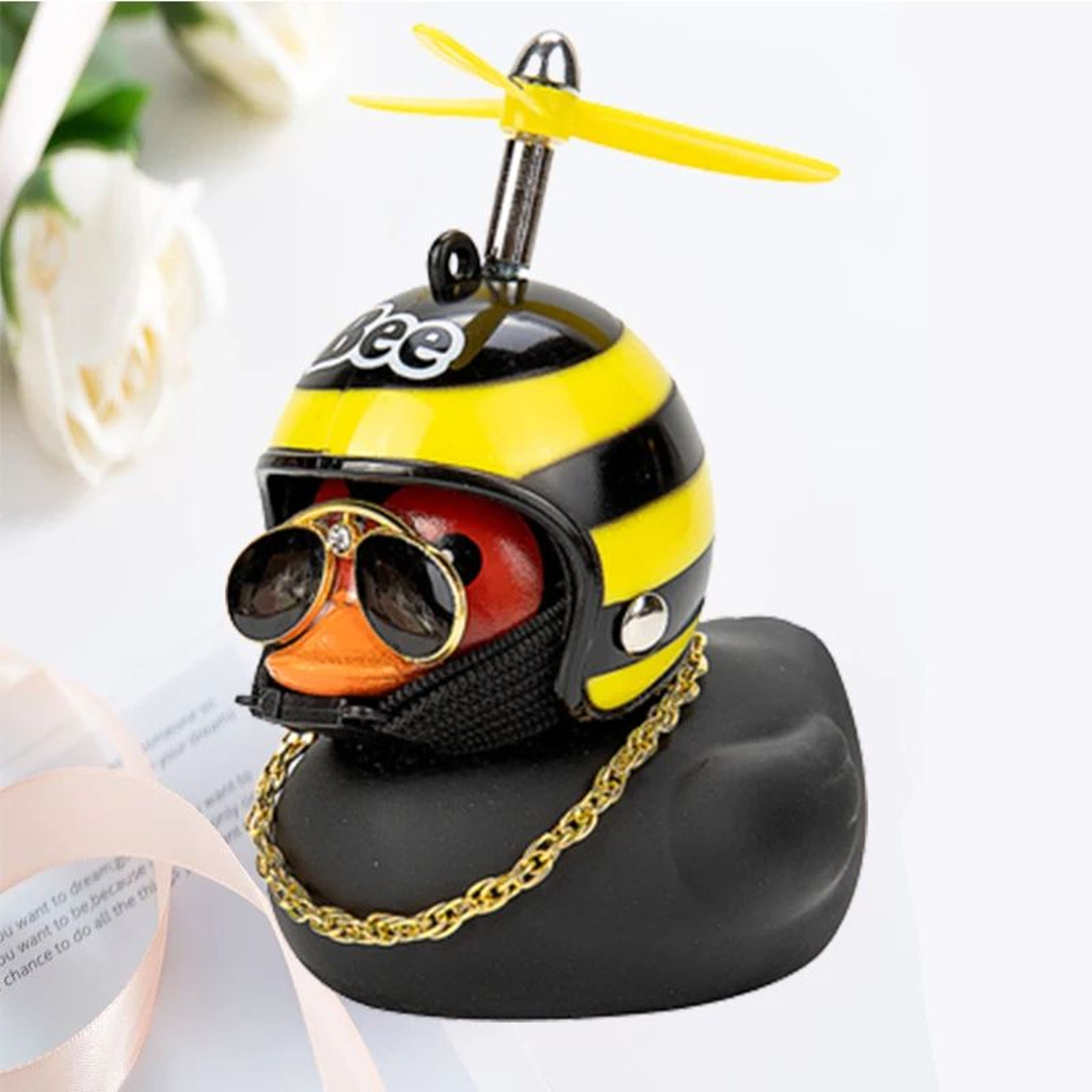 Helmeted Yellow Duck Bike Ornament  Cute Bike Duck Accessory For Cycling  Motorbike Decor 11