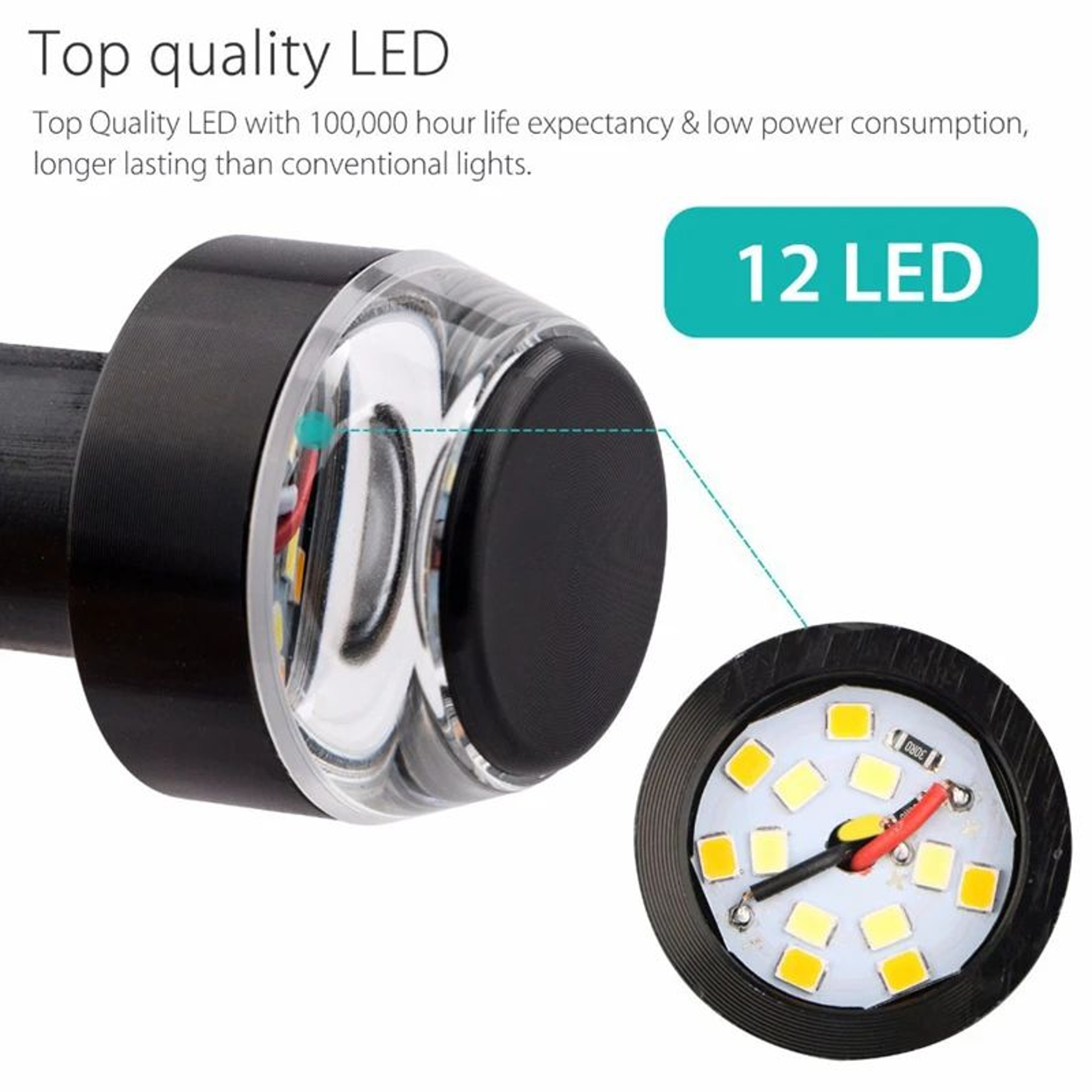 LED Handlebar End Turn Signals For Motorcycles  12V Universal BarEnd Blinkers 4