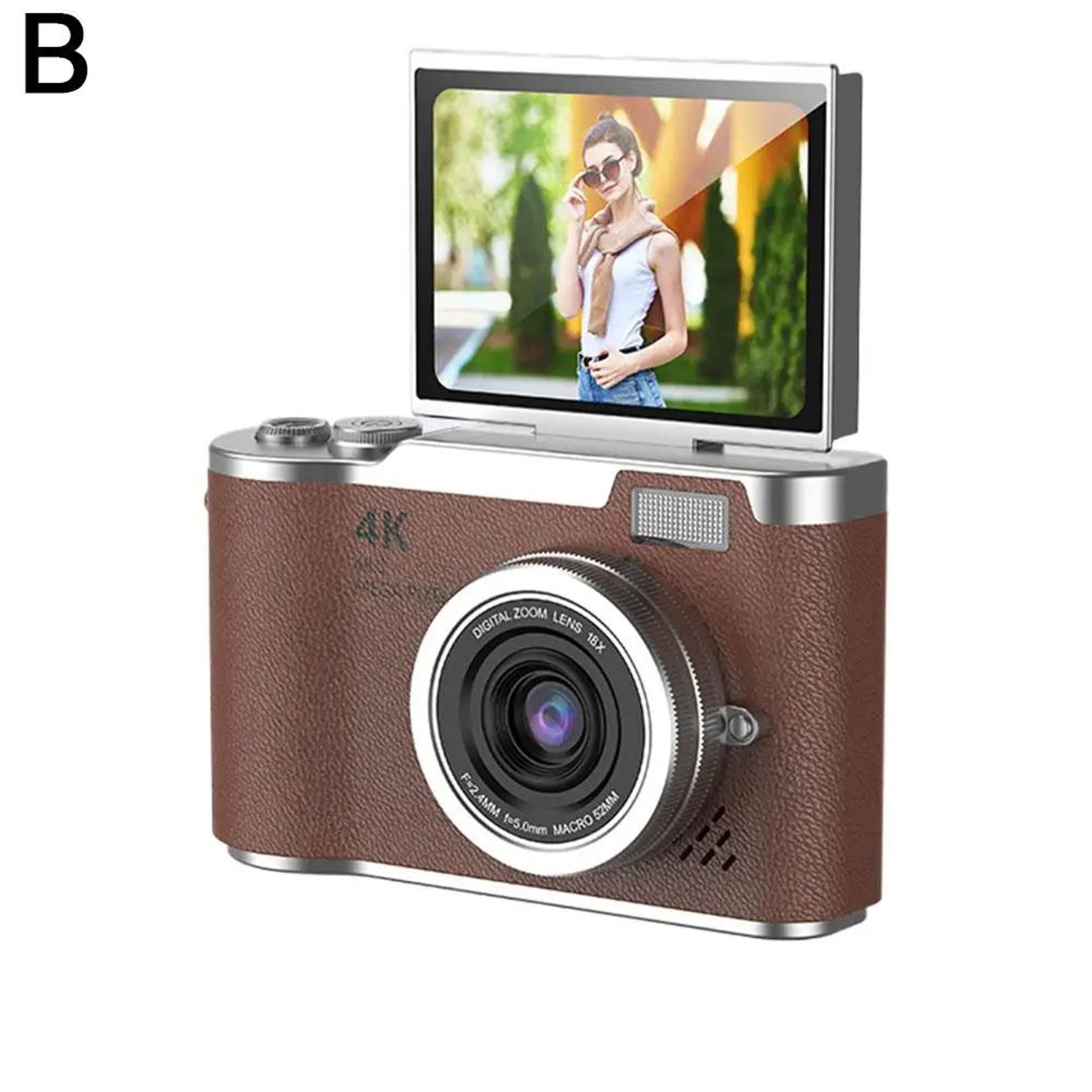 UltraView 4K FlipScreen Digital Camera  48MP Compact Travel  Selfie Camera 12