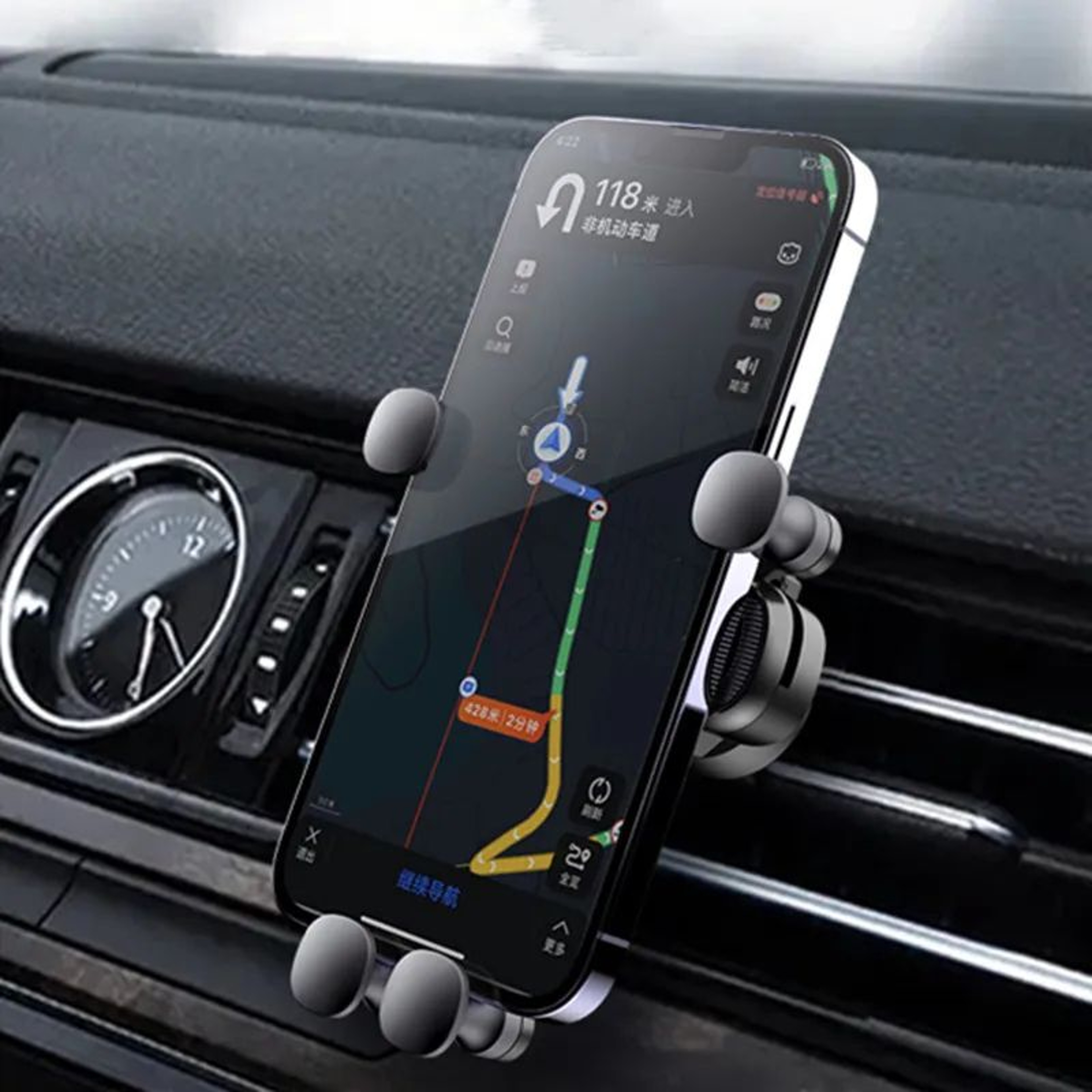 GravityLock Universal Car Air Vent Phone Holder  OneHanded Shockproof Mount For Safer Driving 2