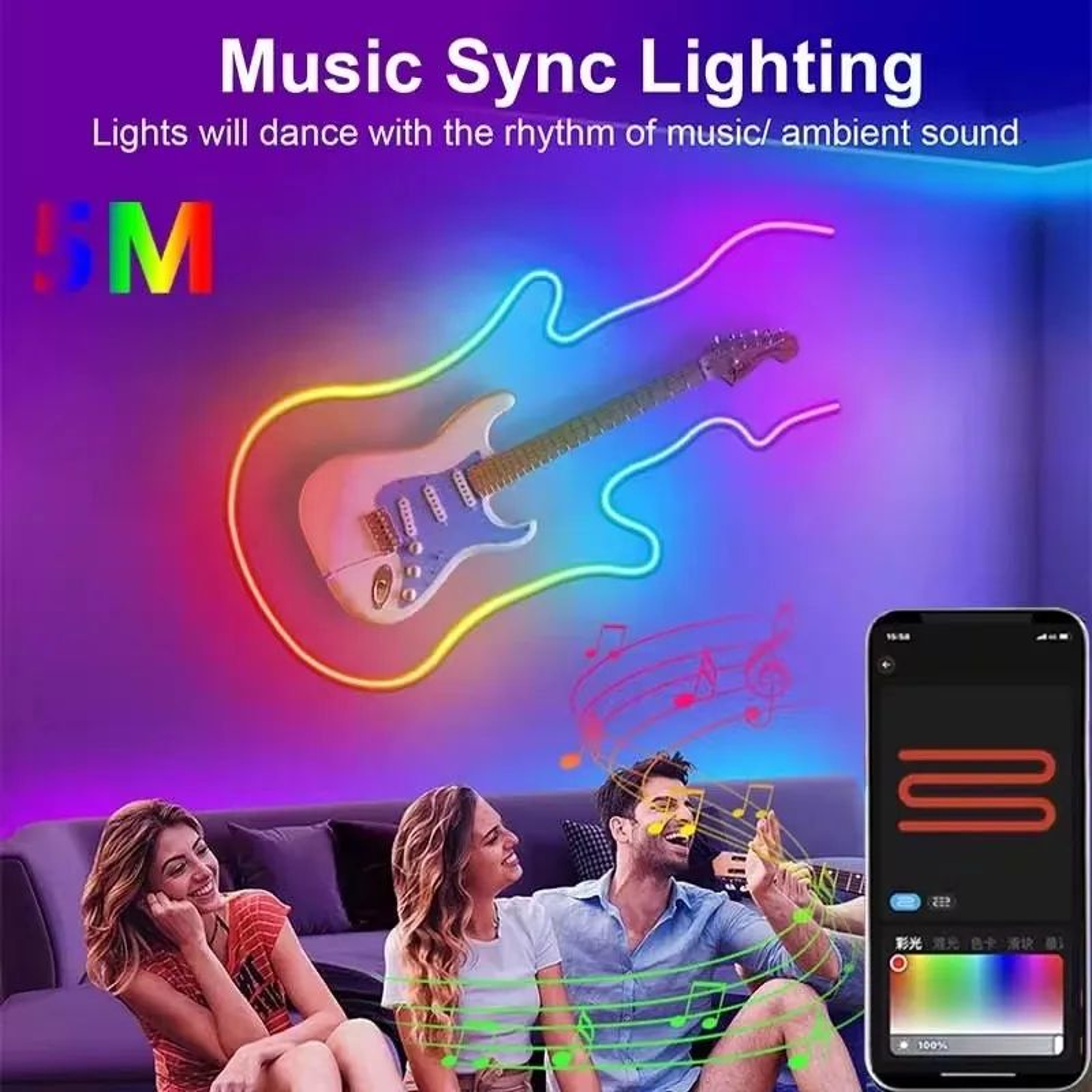 RGBIC Neon LED Strip Lights With Music Sync  Flexible Dreamcolor Neon Rope For Home Decor  Gaming 3