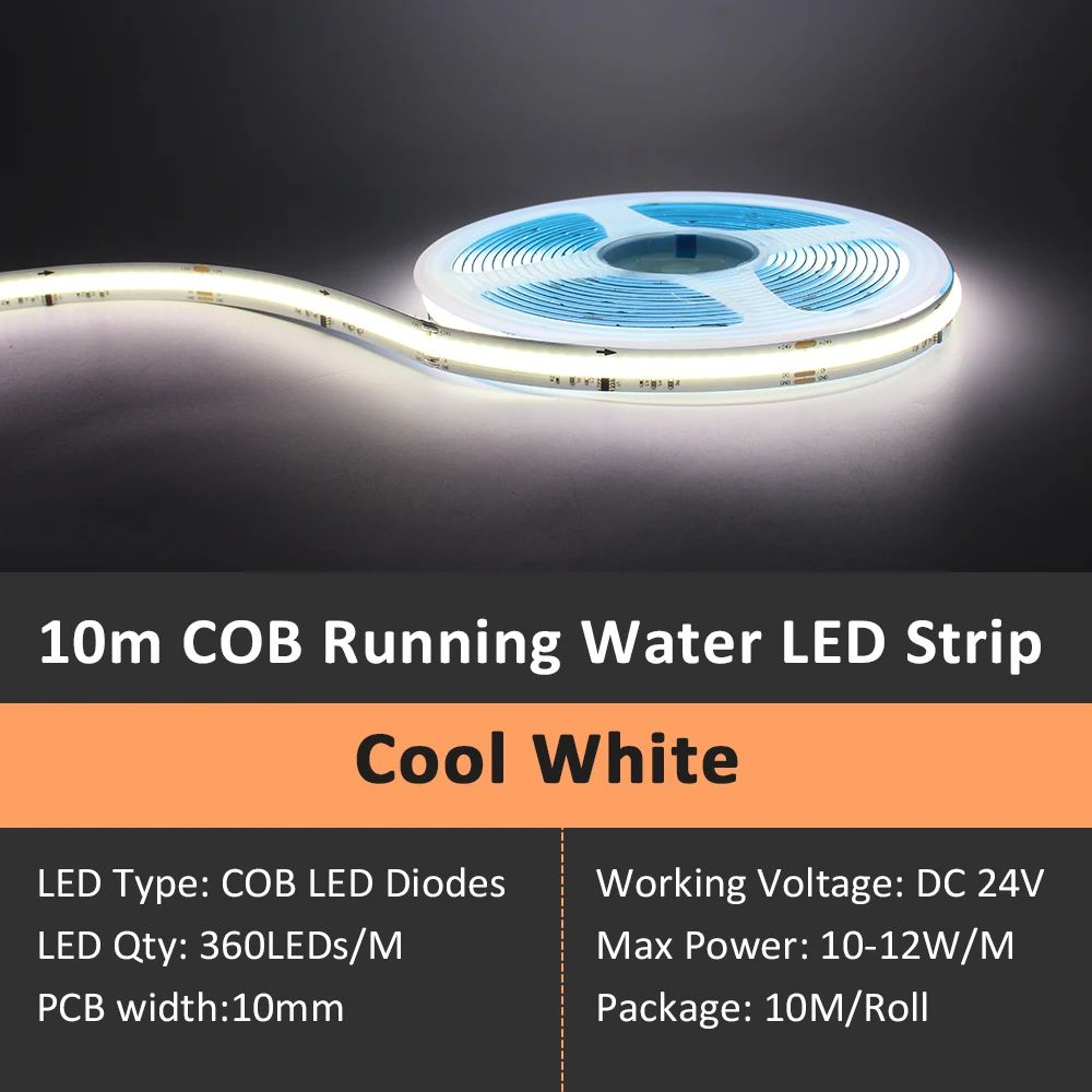 WS2811 COB Running Water LED Strip Light 24V With RF Remote Control 10
