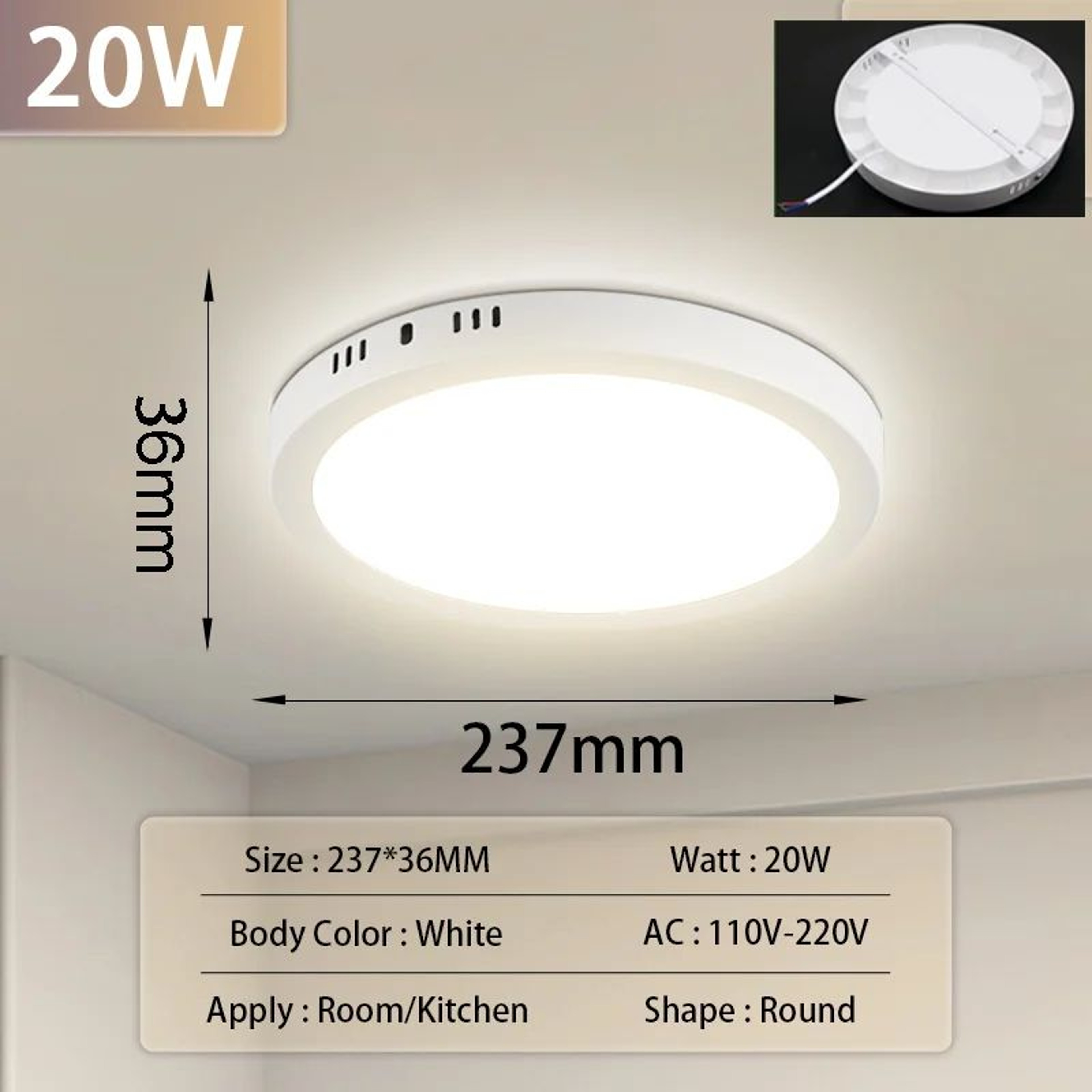 UltraThin Modern LED Ceiling Light  Flush Mount Panel For Living  Bedroom 8