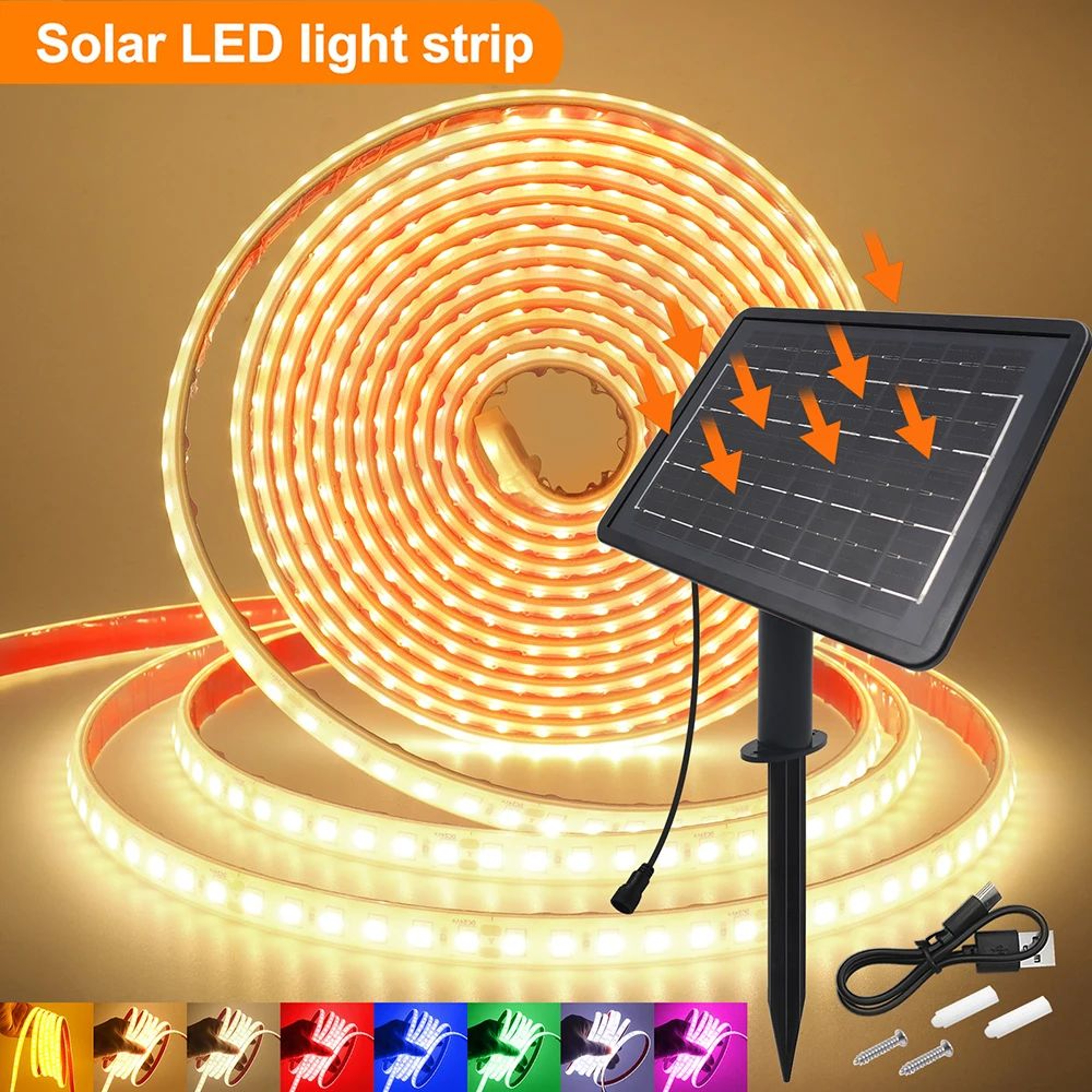 Solar Waterproof LED Light Strip 24V IP68 Outdoor Garden  Party Lighting 0