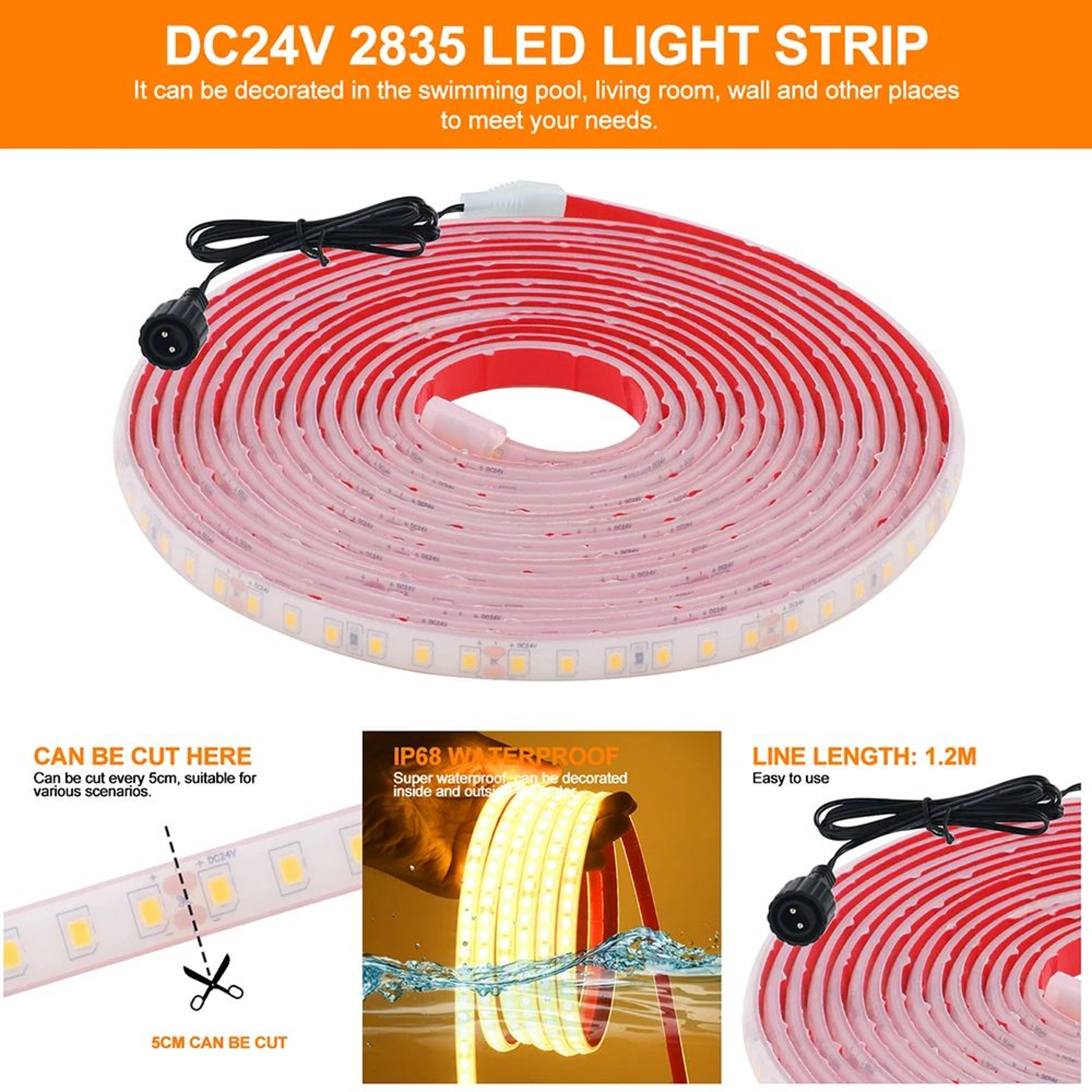 Solar Waterproof LED Light Strip 24V IP68 Outdoor Garden  Party Lighting 3