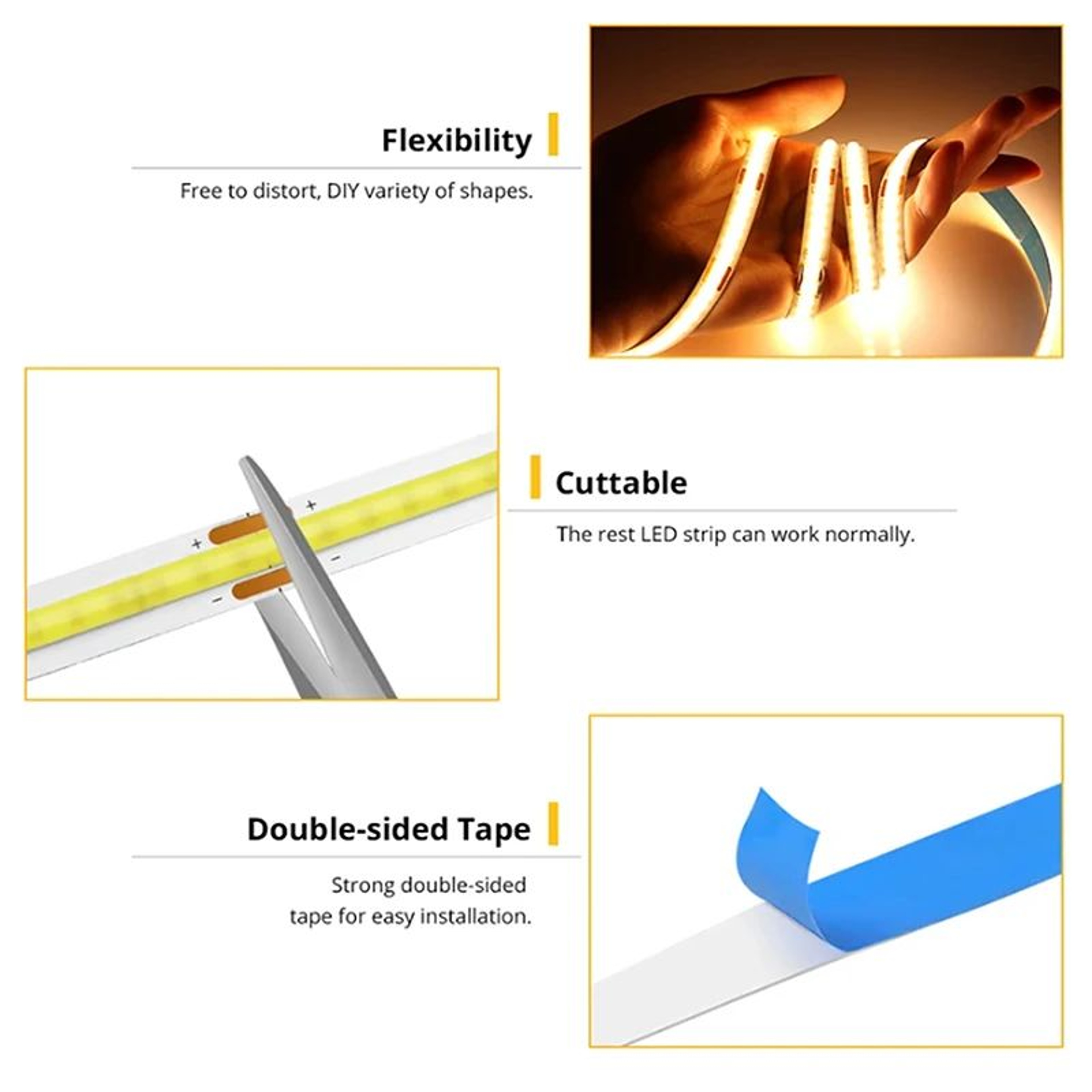 USB COB LED Strip Light 320 LEDsm  High Density Flexible Lighting 3000K4000K6000K 2