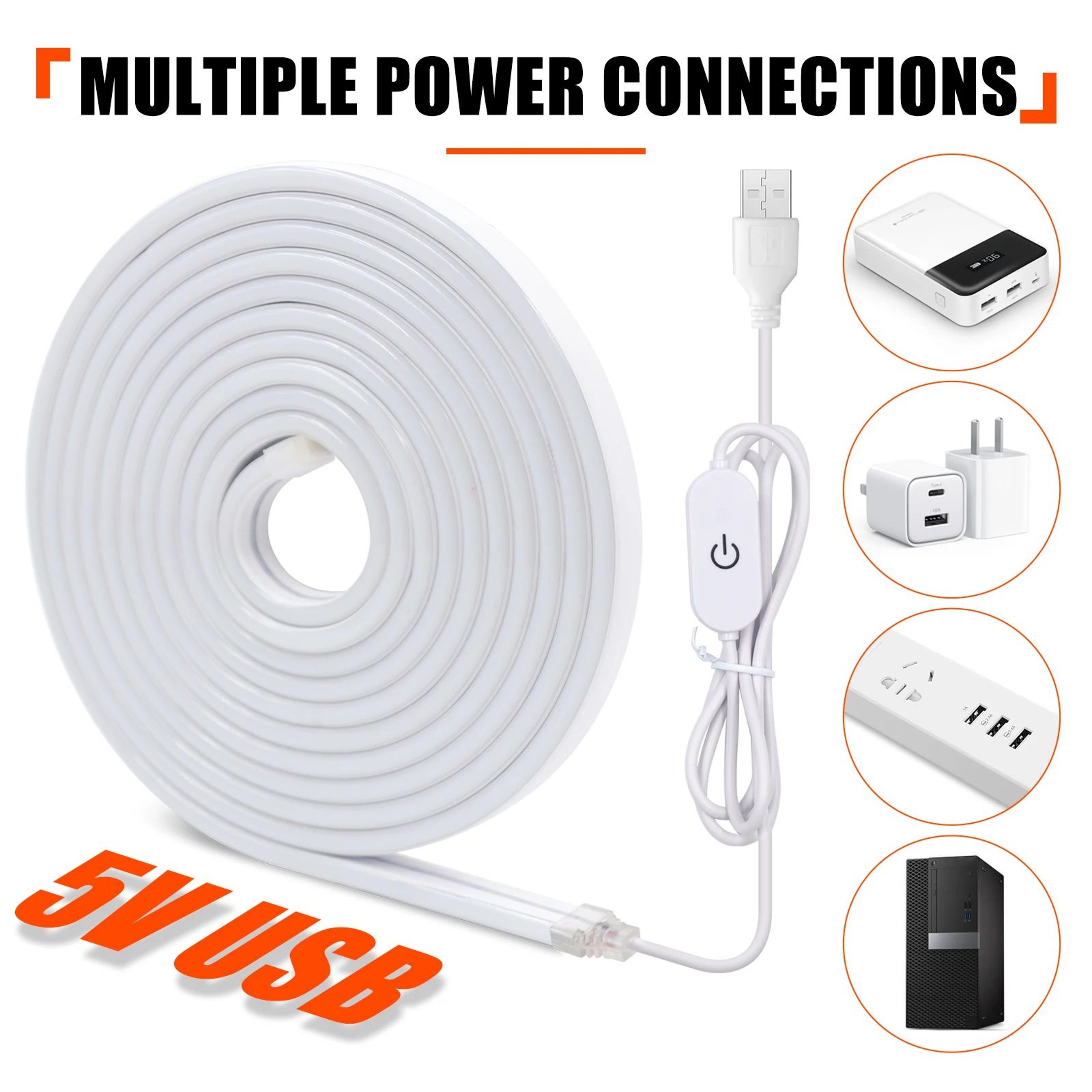 USB Touch Dimmable Neon Strip Light  5V Flexible Neon Rope For DIY Room Decor 4