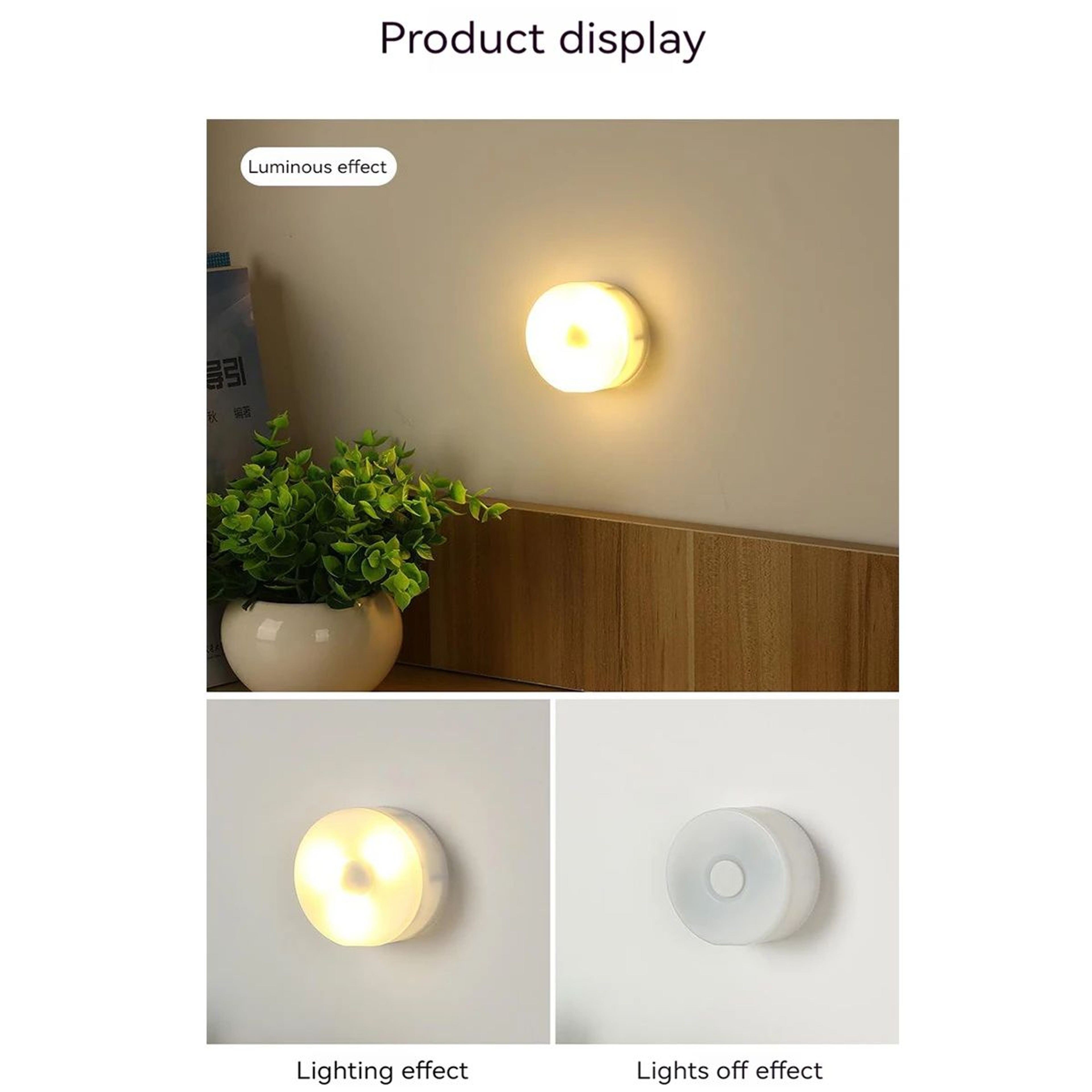 Battery Powered Night Light 3Mode EyeCare LED Cabinet Light For Bedside Closet  Stairs 1