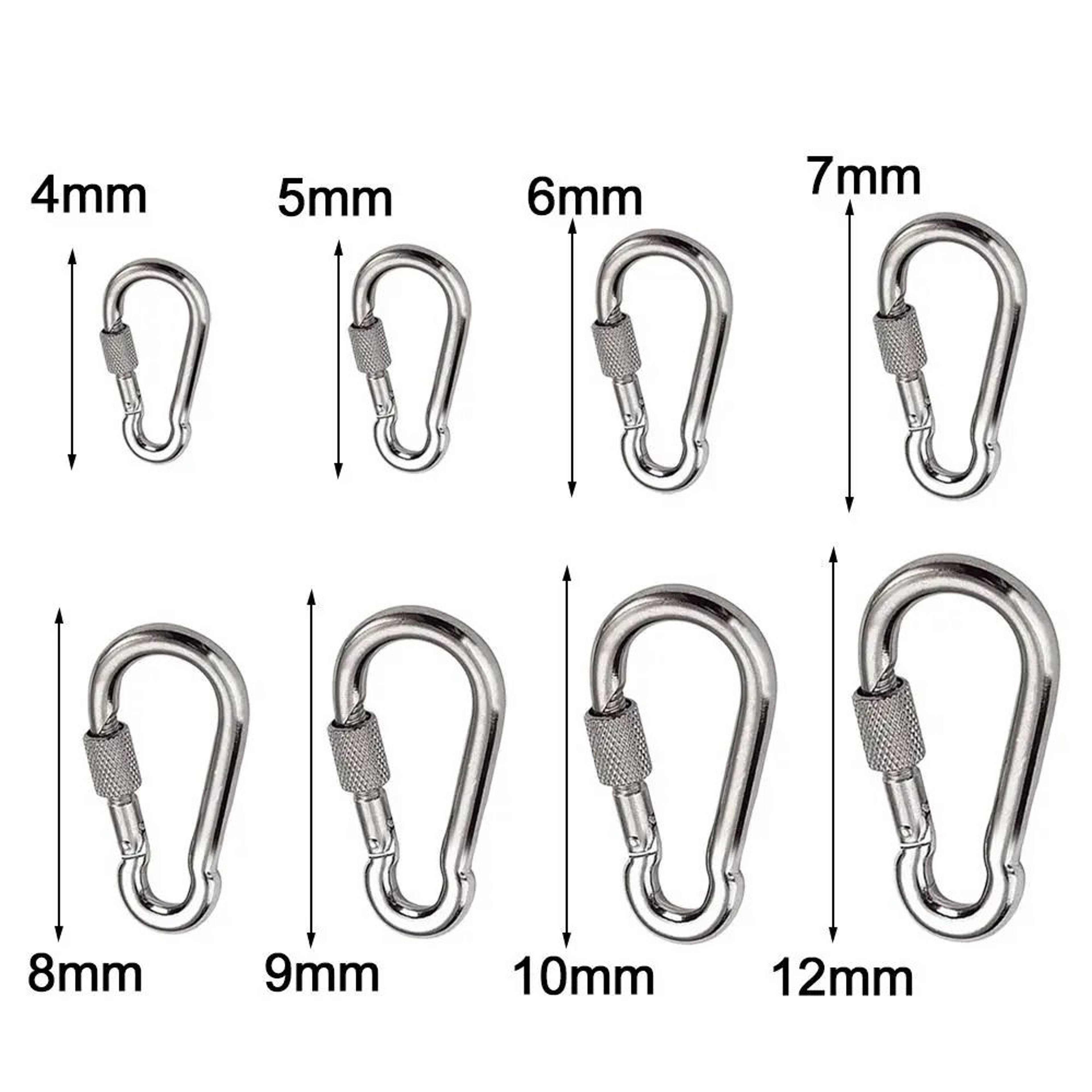 Stainless Steel Quick Link Screw Lock Carabiner M4M12  Spring Snap Hook For Camping Travel  Rigging 4