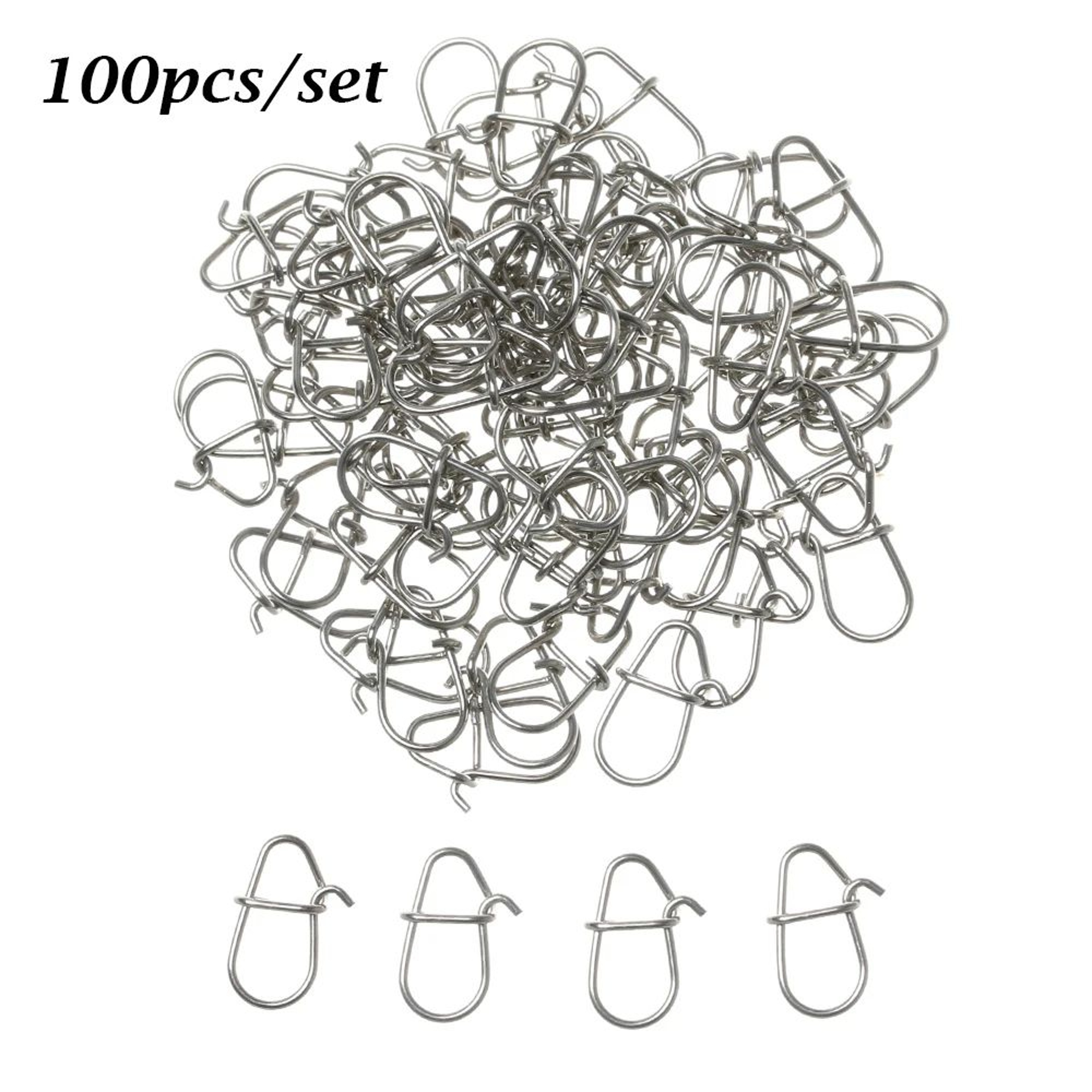100Piece Stainless Steel Fishing Swivel Snap Set With Fast Lock Split Rings  Barrel Connectors 0
