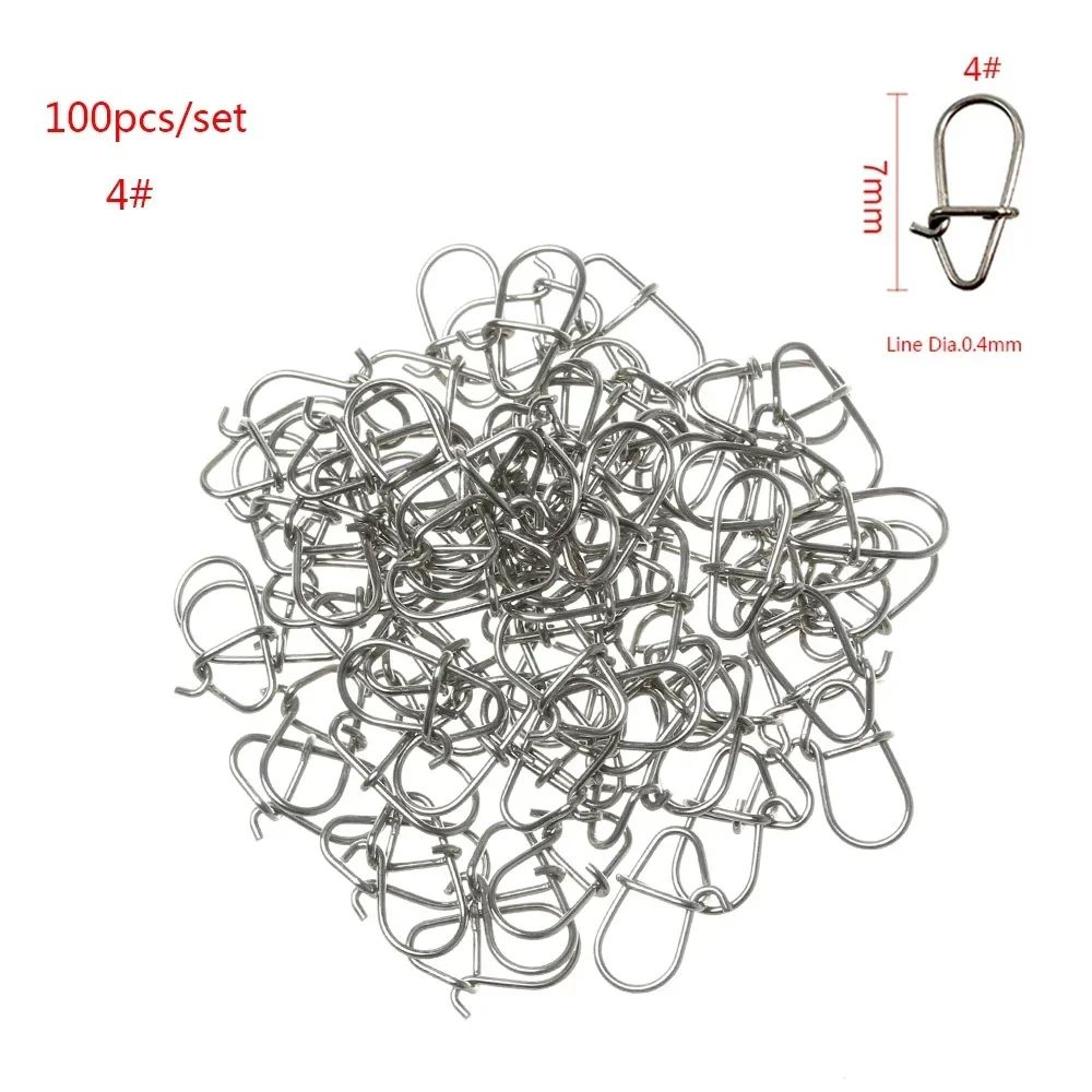 100Piece Stainless Steel Fishing Swivel Snap Set With Fast Lock Split Rings  Barrel Connectors 9