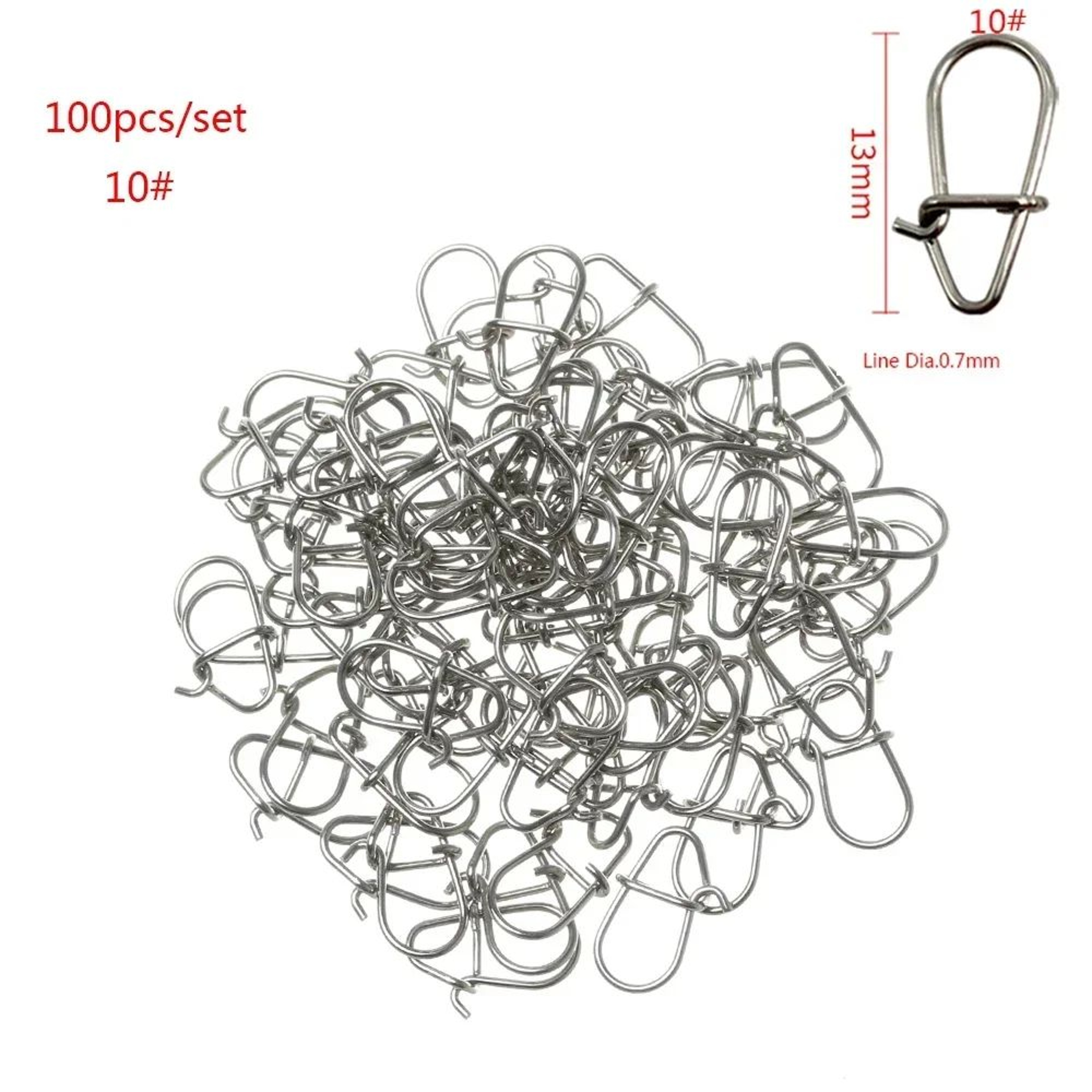 100Piece Stainless Steel Fishing Swivel Snap Set With Fast Lock Split Rings  Barrel Connectors 15