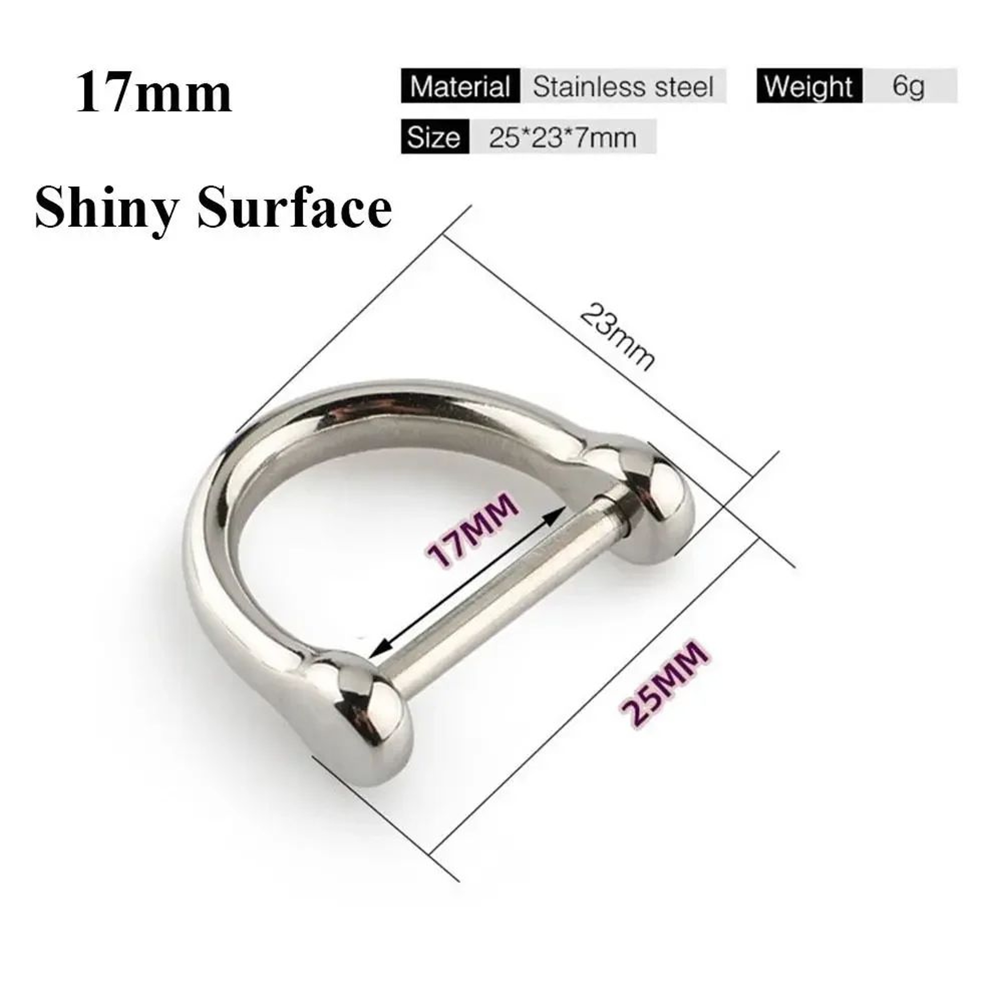 Solid Stainless Steel Carabiner Shackle With Screw Lock  D Bow Keychain Connector Clip 921mm 5