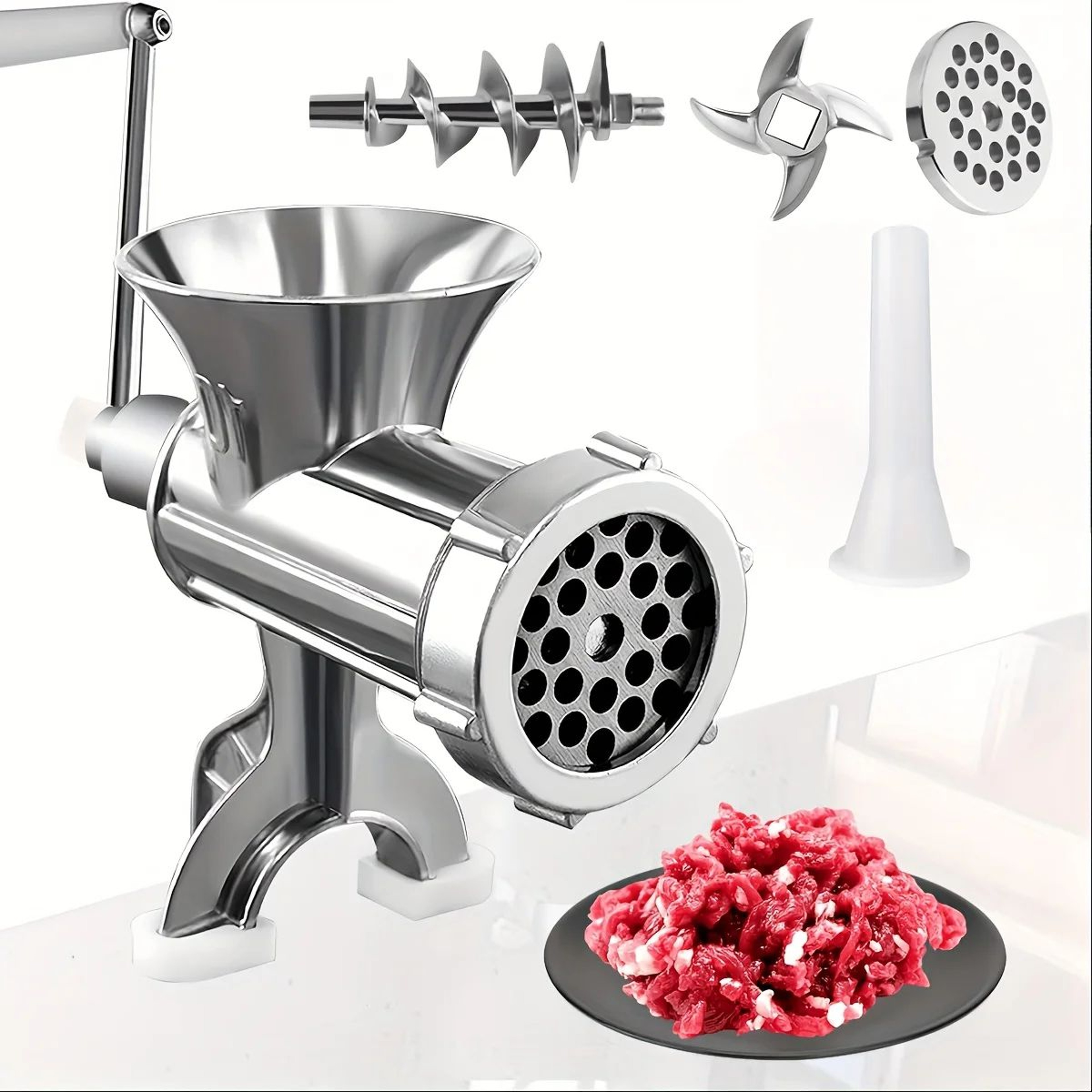 Stainless Steel Manual Meat Grinder With Table Clamp  Hand Crank Food Processor For Meat  Vegetable 0
