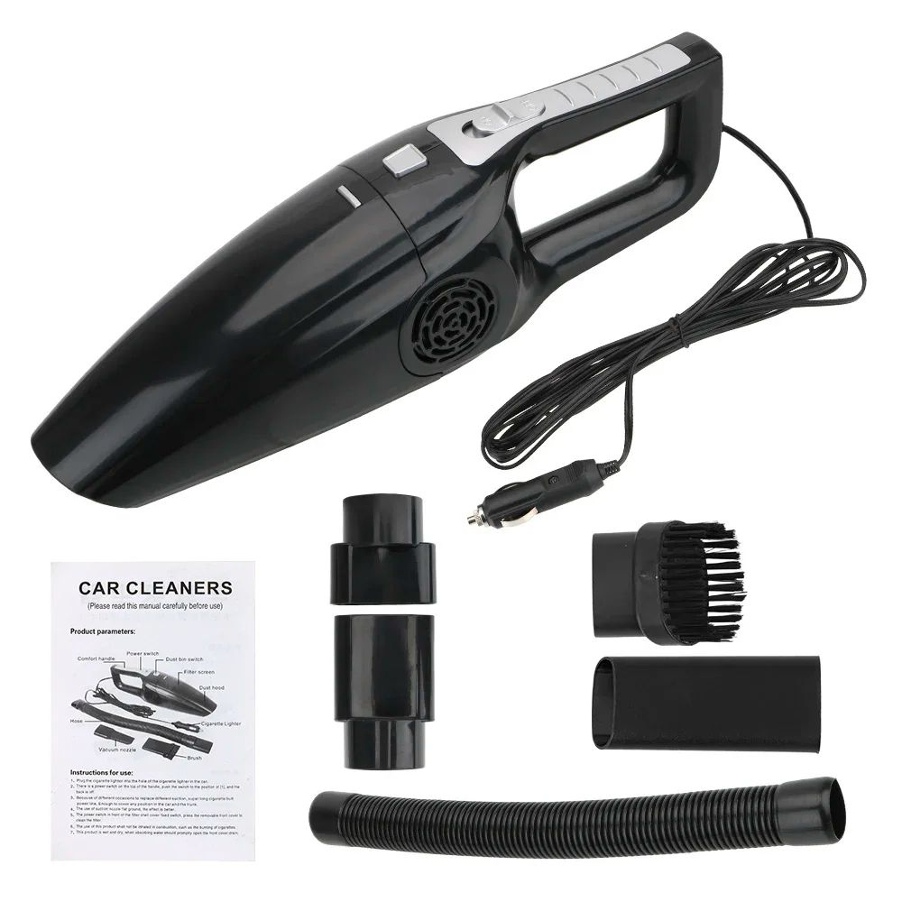 High Suction 12V Handheld Car Vacuum Cleaner  Wet  Dry Portable Interior Cleaner 120W 6