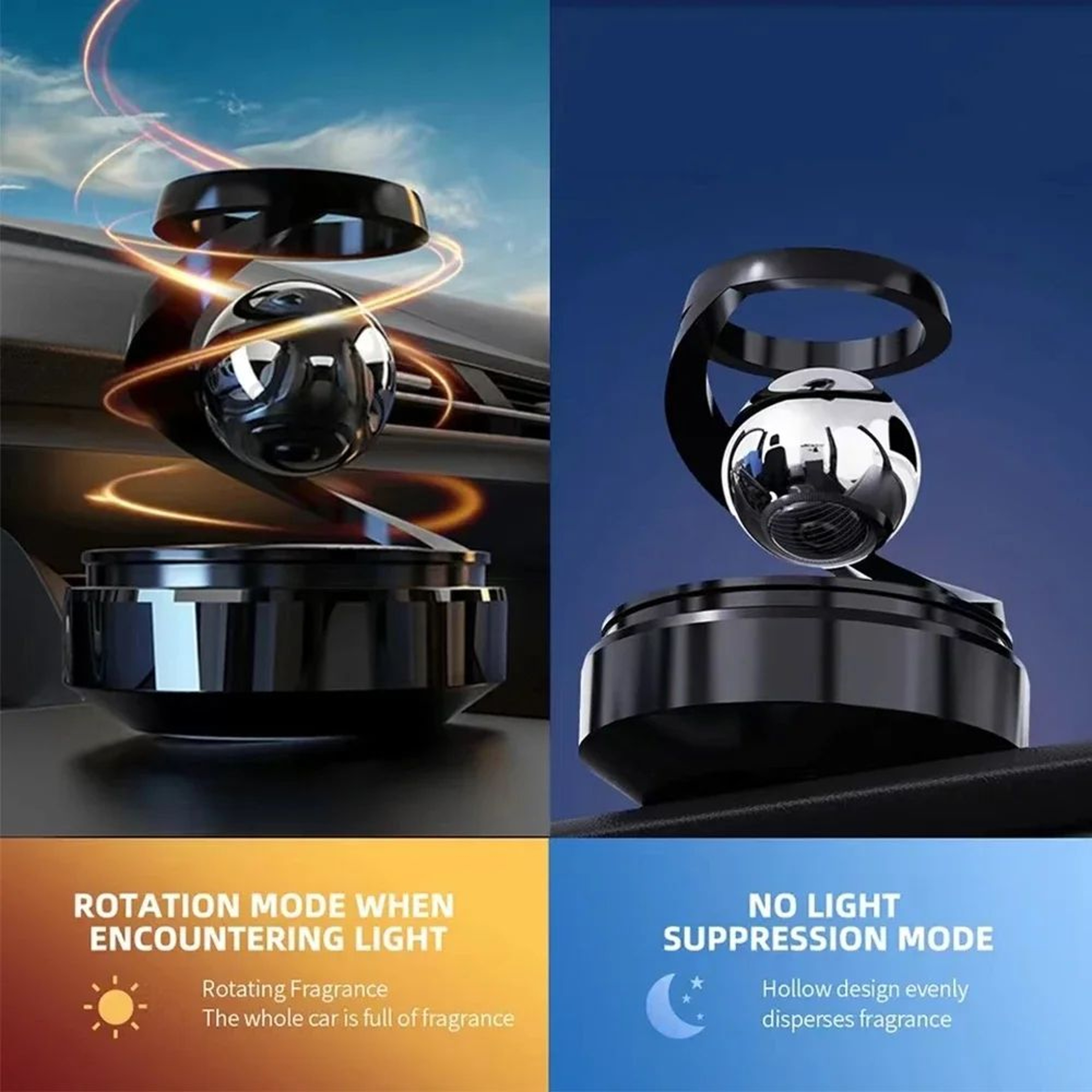 Interstellar Solar Rotating Car Air Freshener Diffuser  Luxury Dashboard Aromatherapy 4