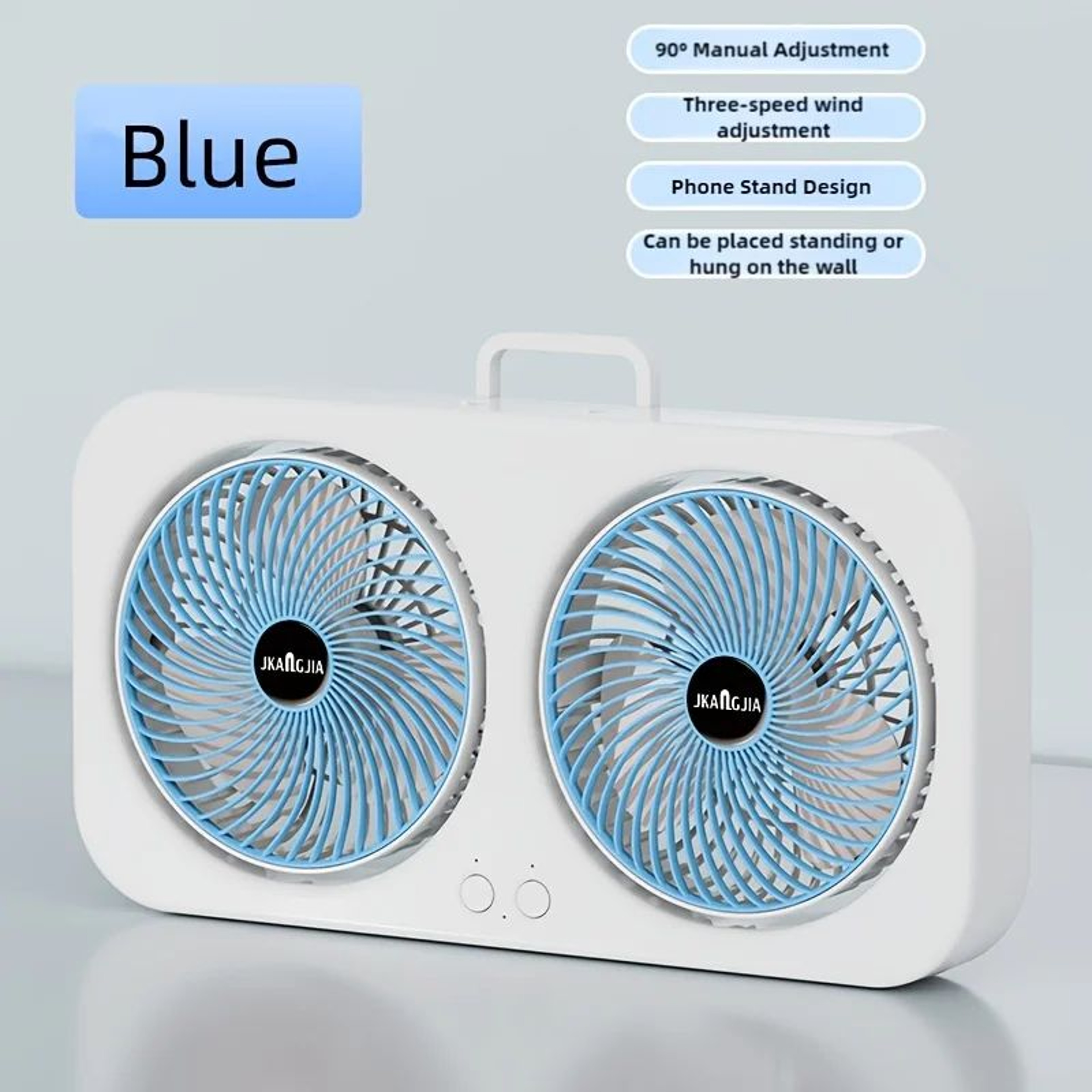 Dual Head USB Fan  360 Rotating Rechargeable Desk Fan With WallMount Or Freestanding Design 7