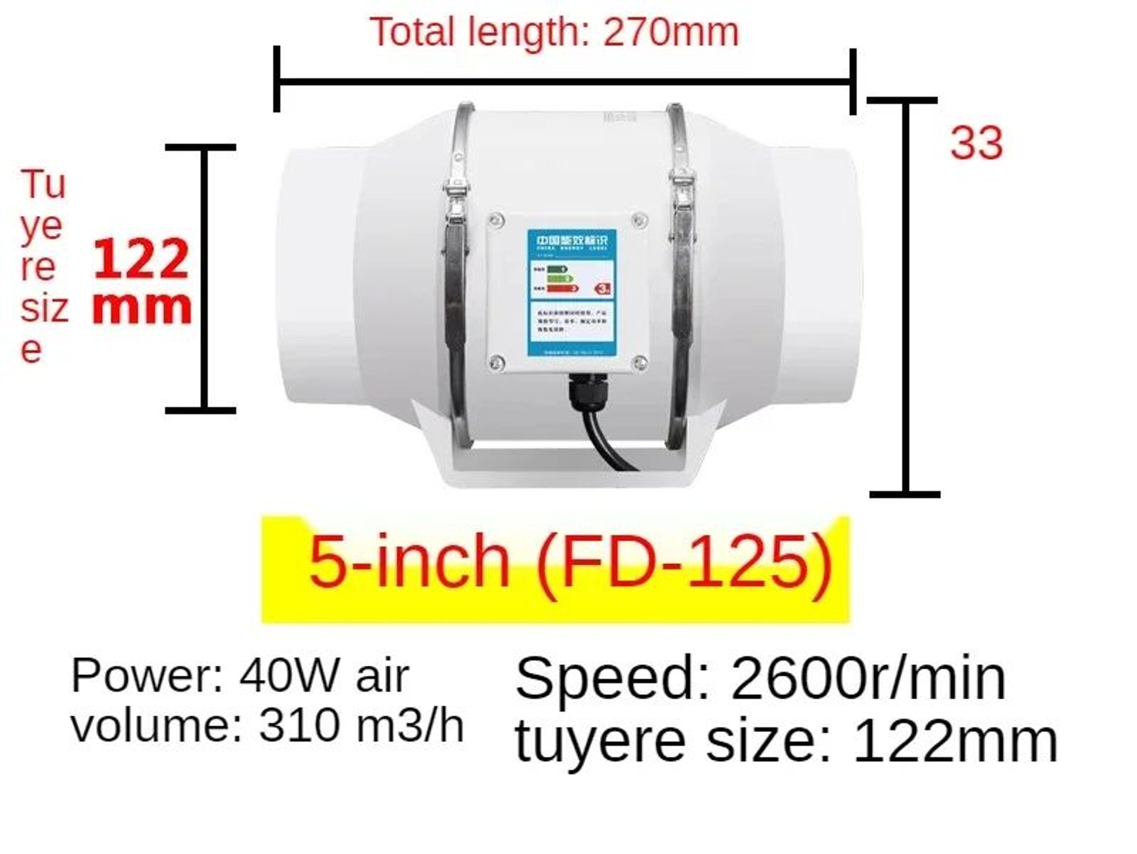 UltraQuiet Inline Duct Fan For Bathroom  Kitchen  WallMount Ventilation Exhaust With AirPurifying F 7