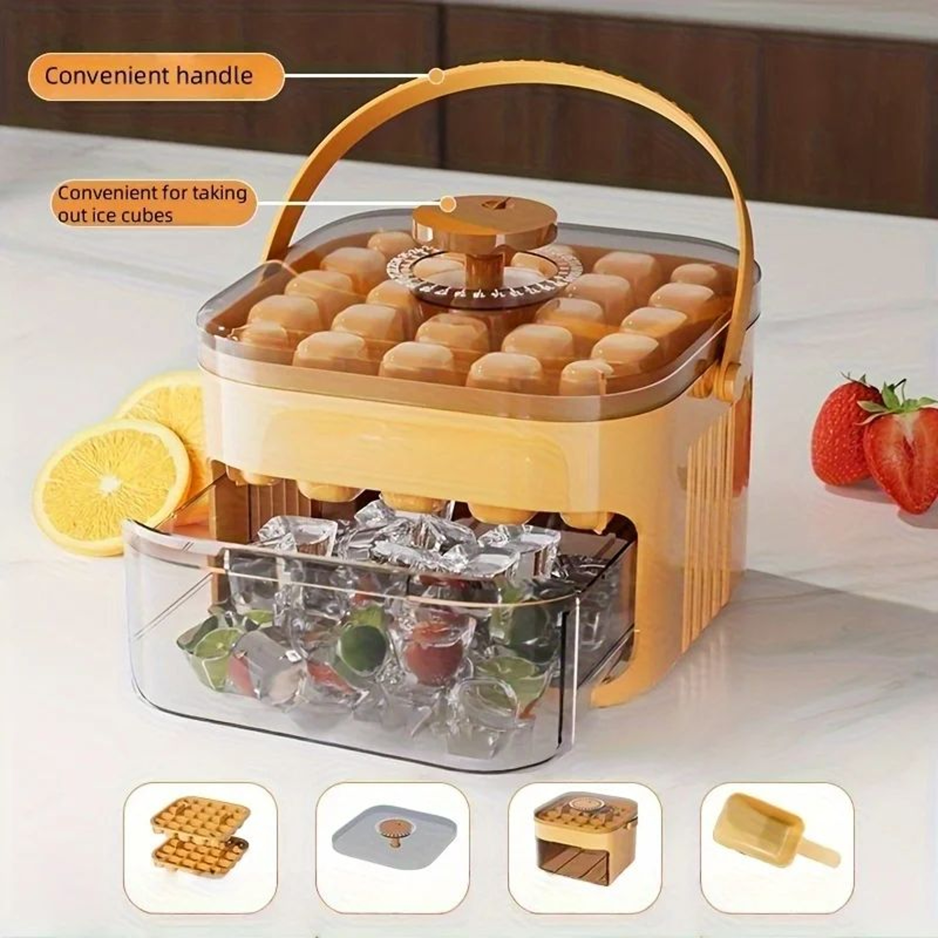 Asuwei ExtraLarge 50Cube Ice Tray With Lid  DoubleLayer Large Capacity Ice Cube Maker For Fast Easy 6