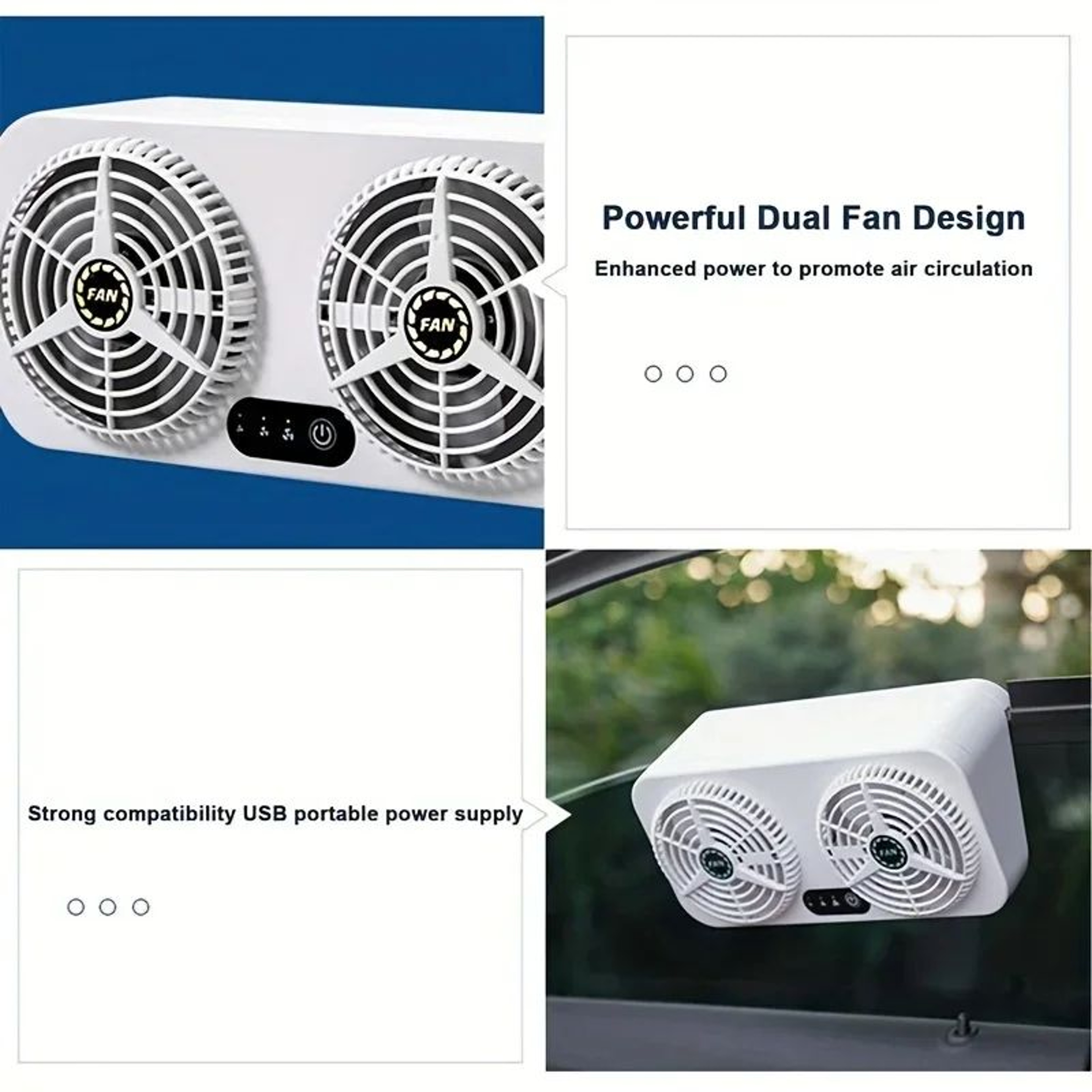 USB Car Exhaust Fan Window Ventilator  Portable Car Cooling Fan For Fast Heat  Odor Removal 3