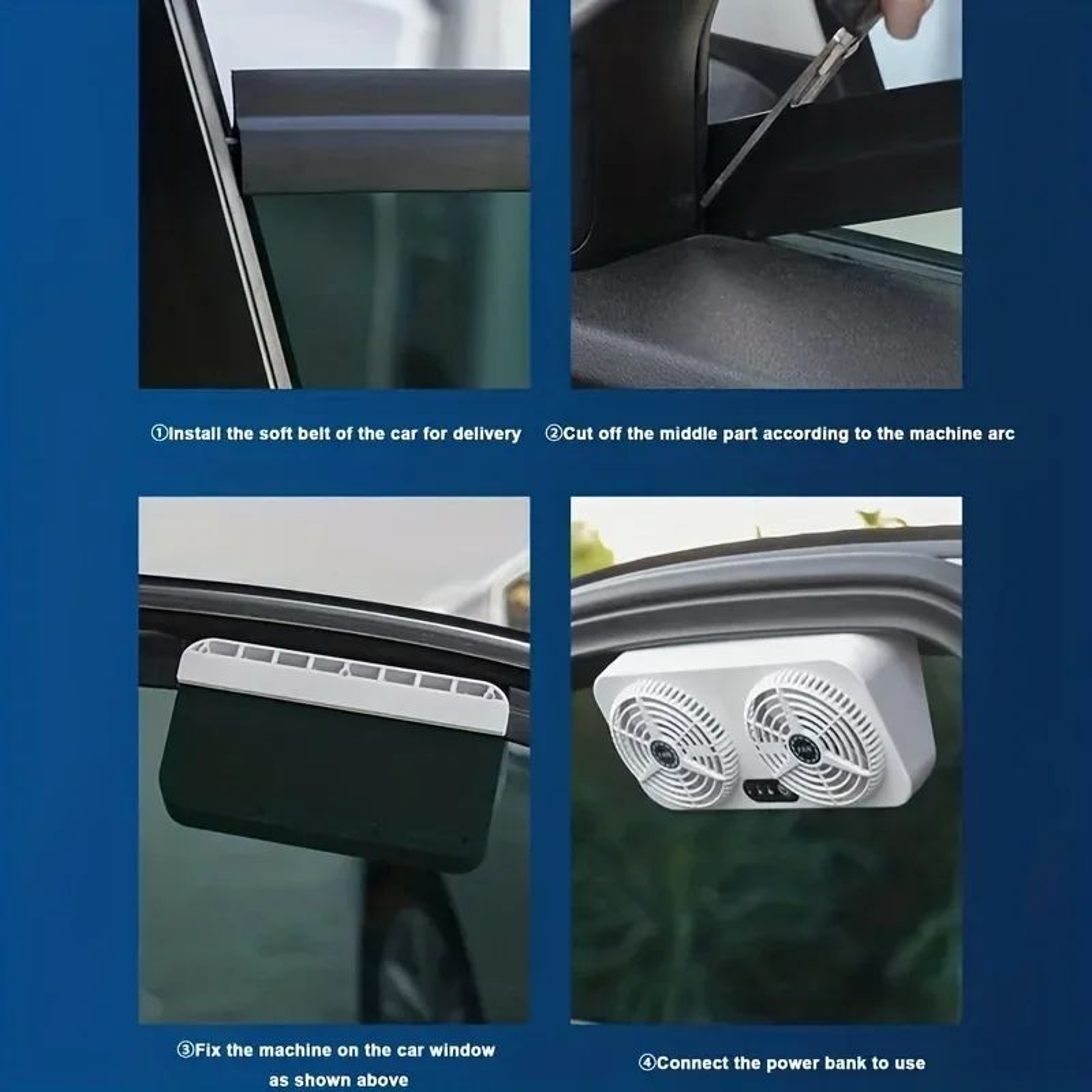 USB Car Exhaust Fan Window Ventilator  Portable Car Cooling Fan For Fast Heat  Odor Removal 4