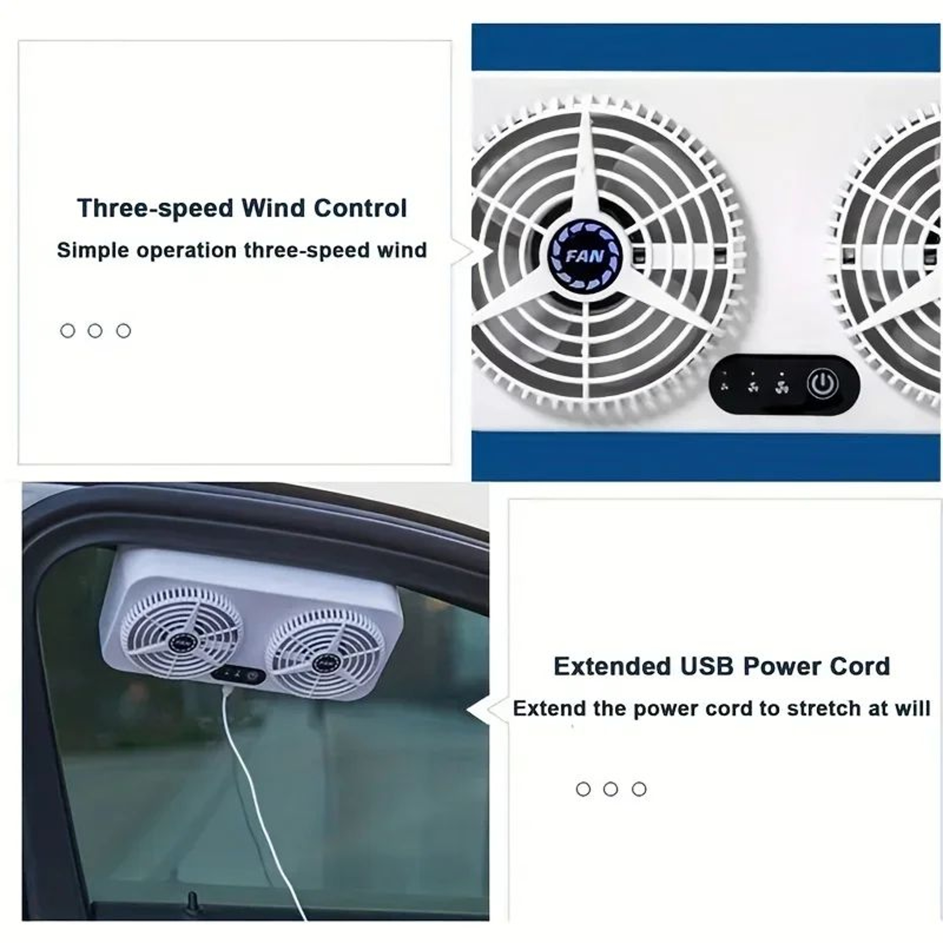 USB Car Exhaust Fan Window Ventilator  Portable Car Cooling Fan For Fast Heat  Odor Removal 5